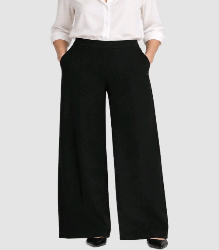 CHICO\'S Size 4 (1X 18/20) Black EMME TROUSER Wide Leg Pants Orig$129