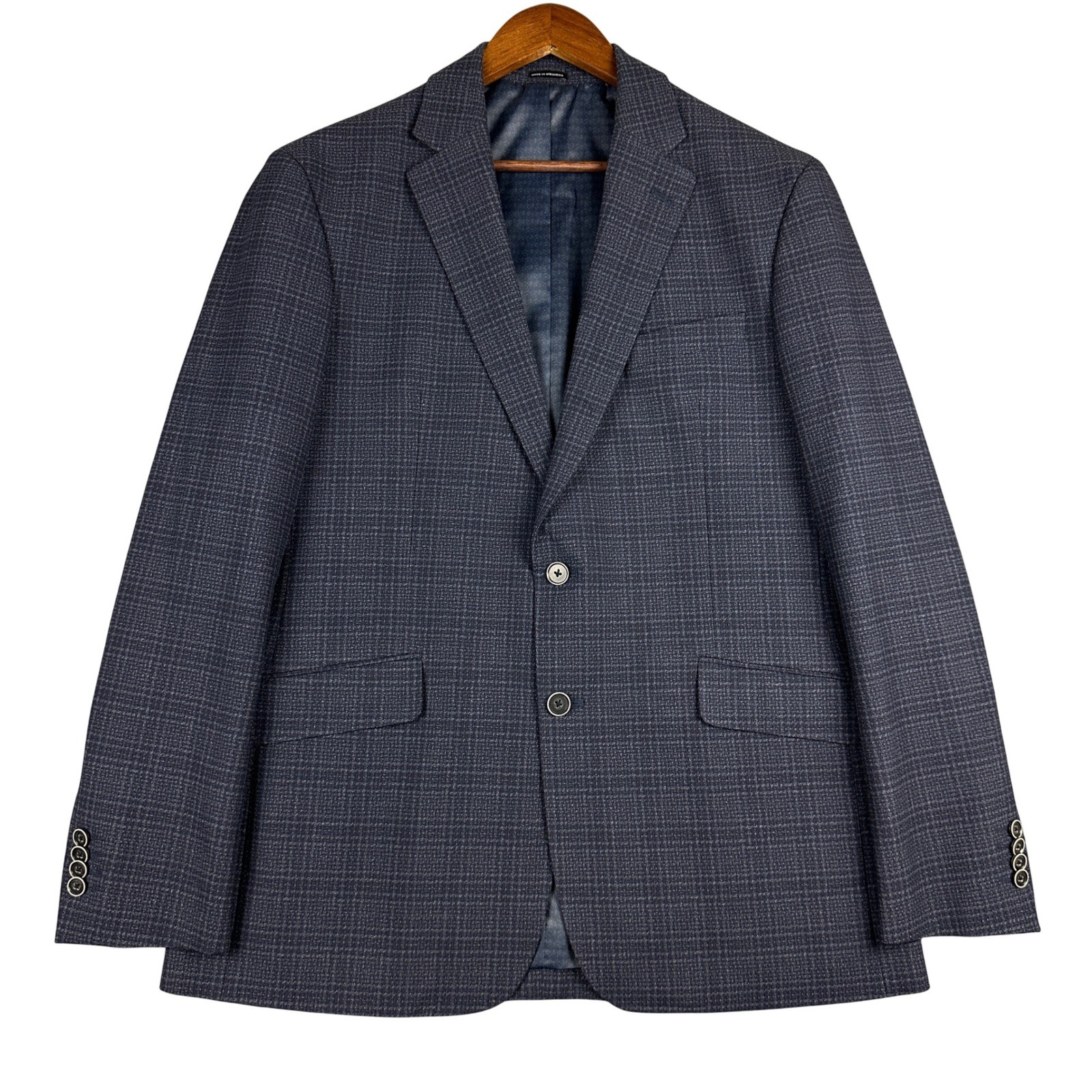 JOE Joseph Abboud Blue Micro Check Slim Fit Sport Coat Blazer 42 Long Stretch