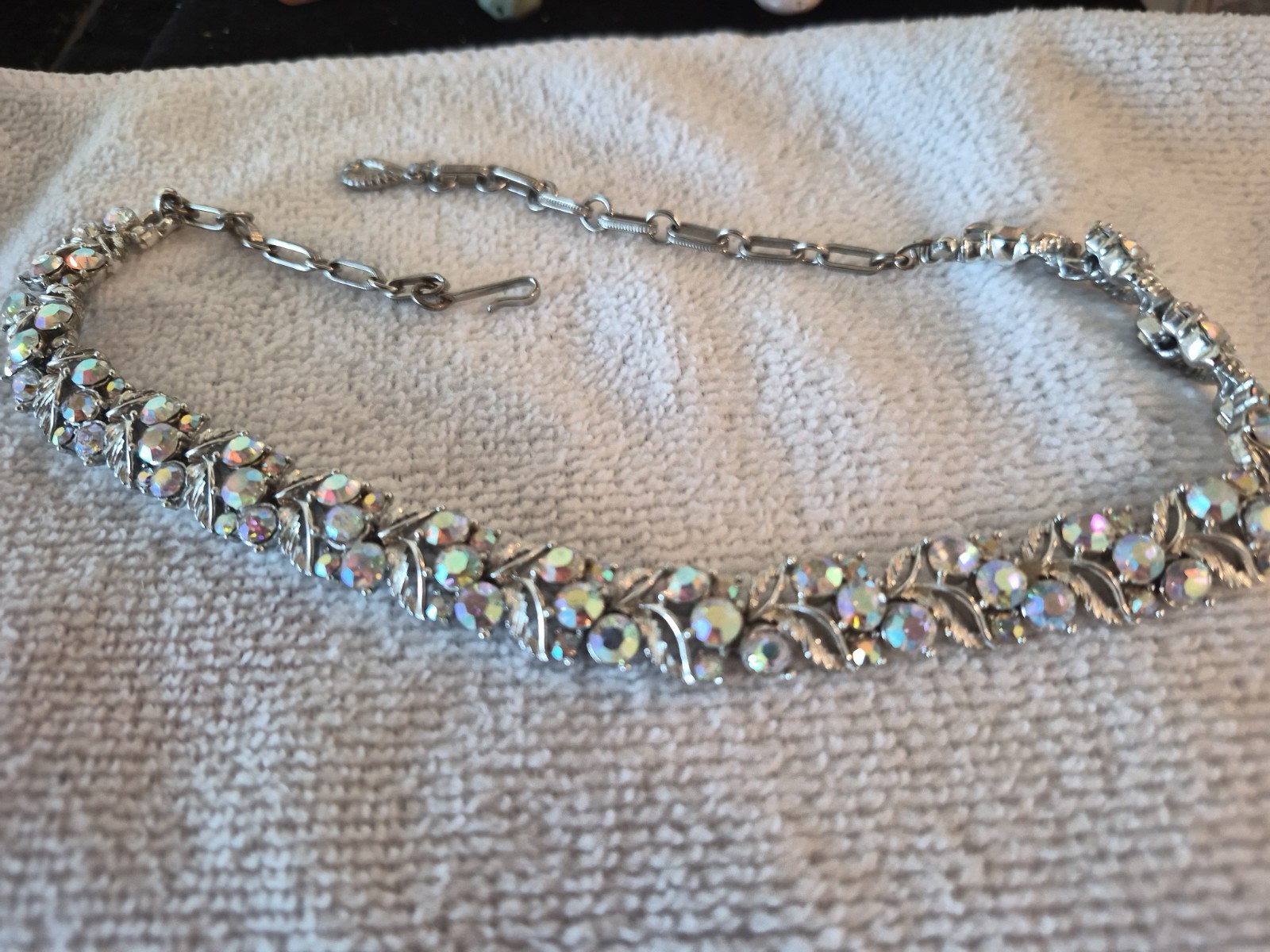 Stunning Vintage 18 Inch With The Extenders, Rhinestone AB Necklace, Signed... Stunning Vintage 18 Inch With The Extenders, Rhinestone AB Necklace, Signed...
