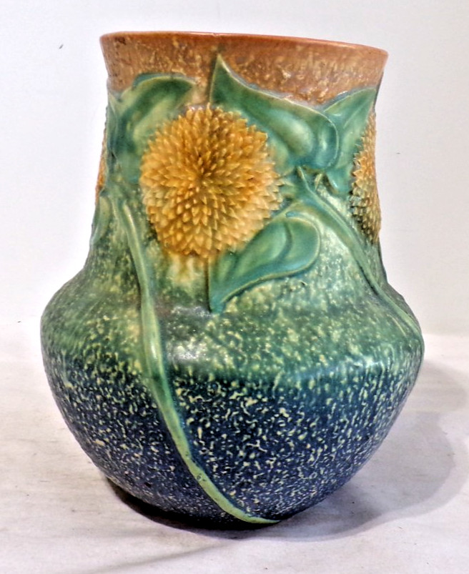 Original 1930\'s Roseville 490-8 SUNFLOWER Vase - 8.5\