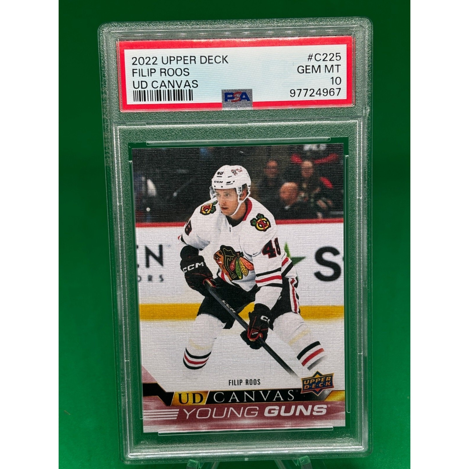 2022-23 UD Series 2 Young Guns Canvas Filip Roos PSA 10 Chicago Blackhawks RC 2022-23 UD Series 2 Young Guns Canvas Filip Roos PSA 10 Chicago Blackhawks RC