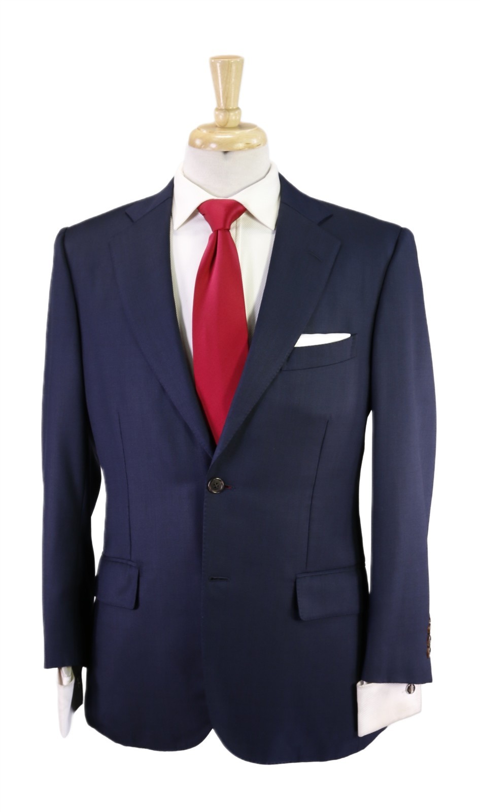 Paul Stuart Dark Royal Blue Woven Wool 2-Btn Suit 38S