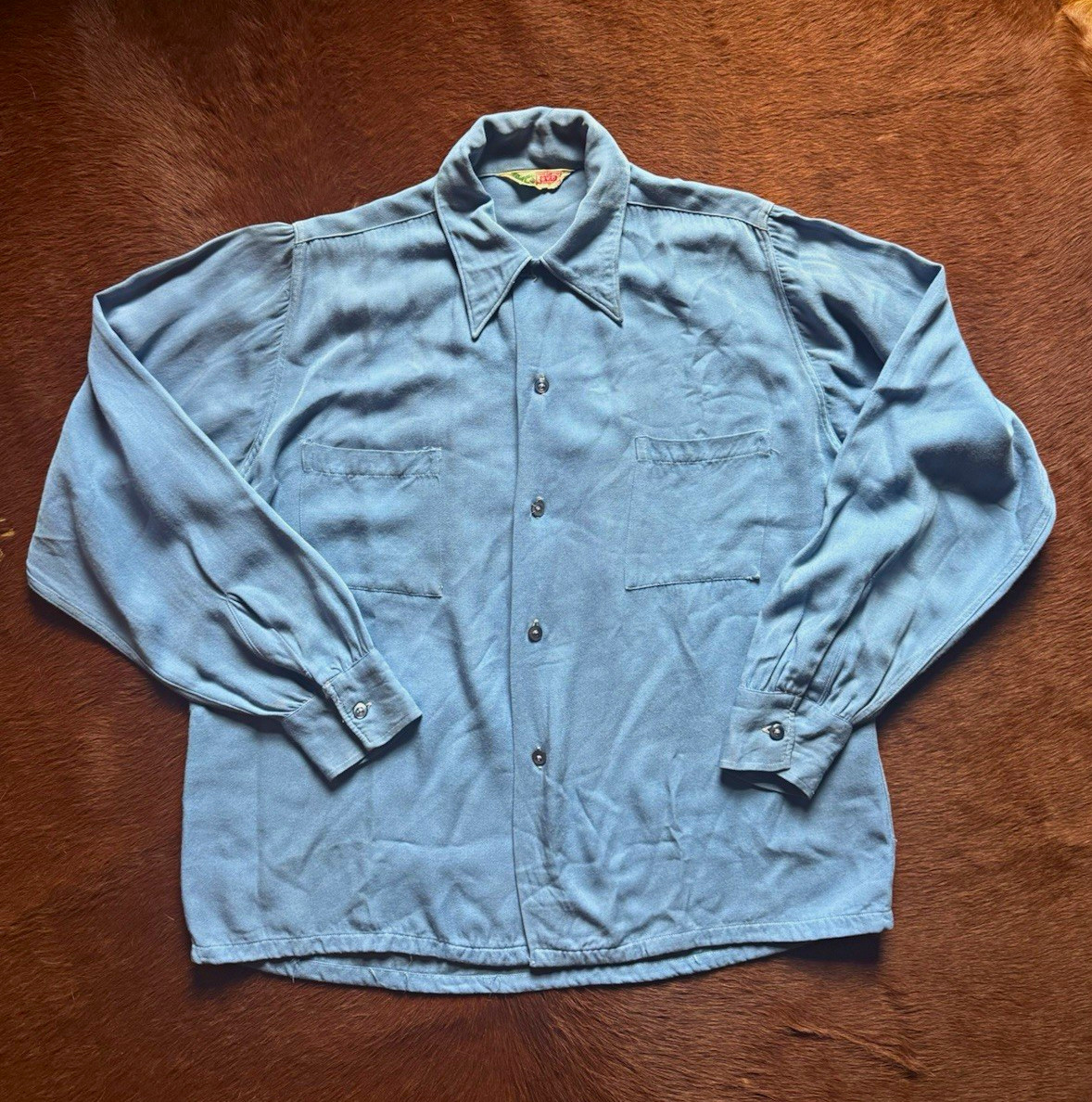 Excellent Vintage 1940s 1950s Blue Mens Button Up Shirt BVD Ruggers Brand Excellent Vintage 1940s 1950s Blue Mens Button Up Shirt BVD Ruggers Brand
