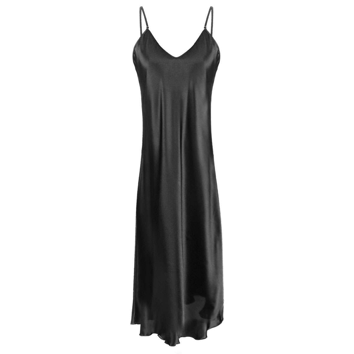 Women\'s Satin Silk Robe Dress Sleepwear Lingerie Long Nightdress Nightgown