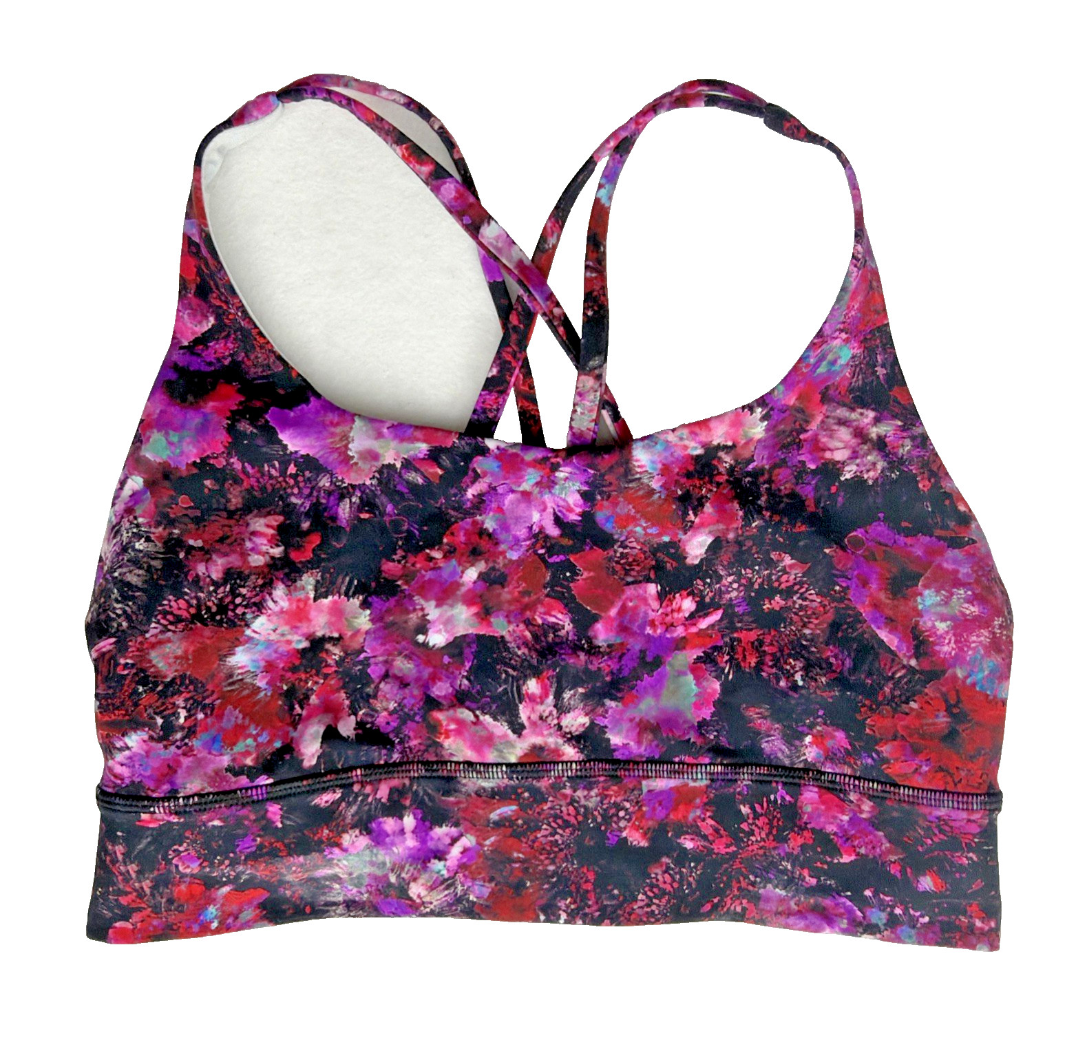 Lululemon Energy Bra Womens Floral Longline Crossback Yoga Athletic Gym Top Sz-8