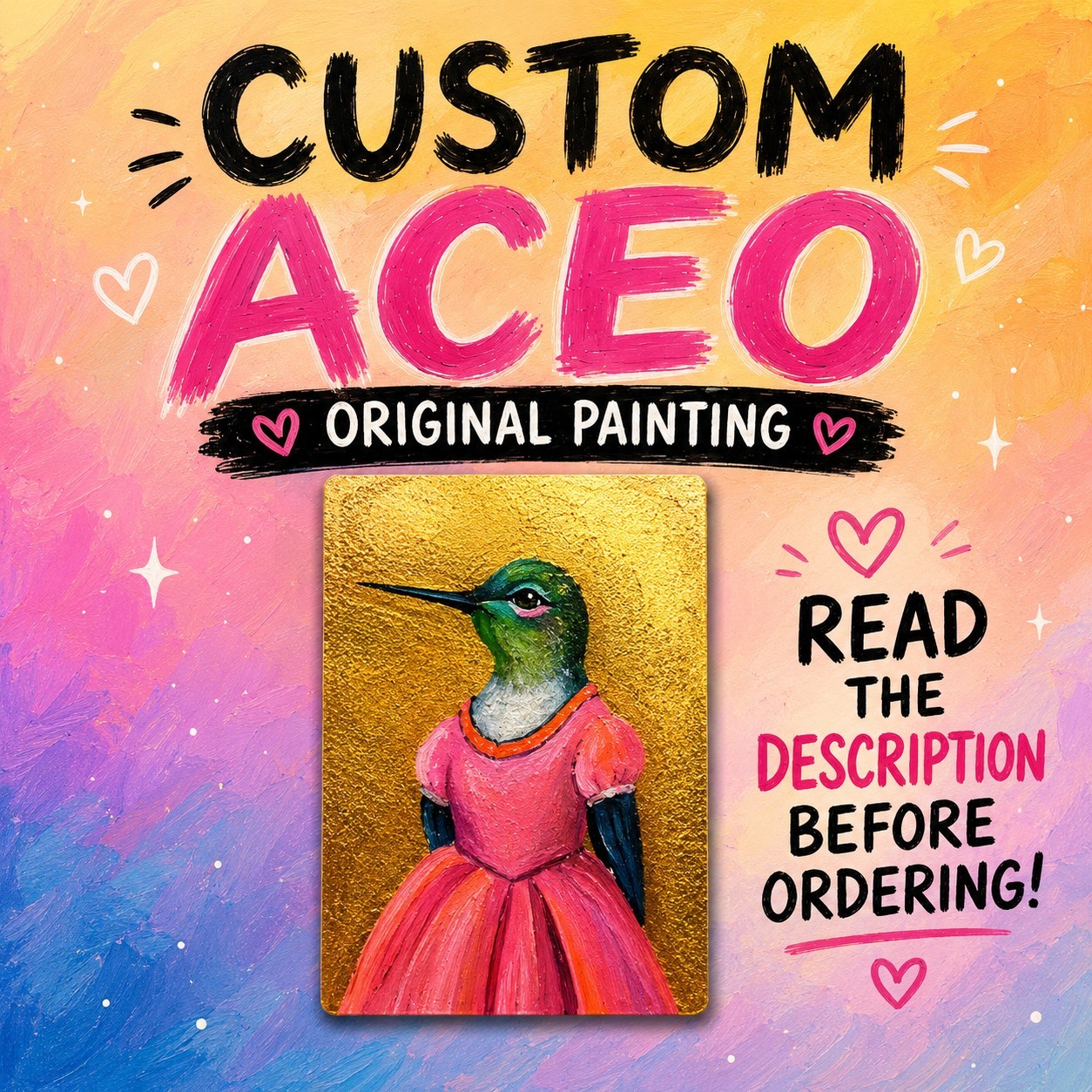 Custom ACEO Original Painting Your Idea Hand Painted Art
