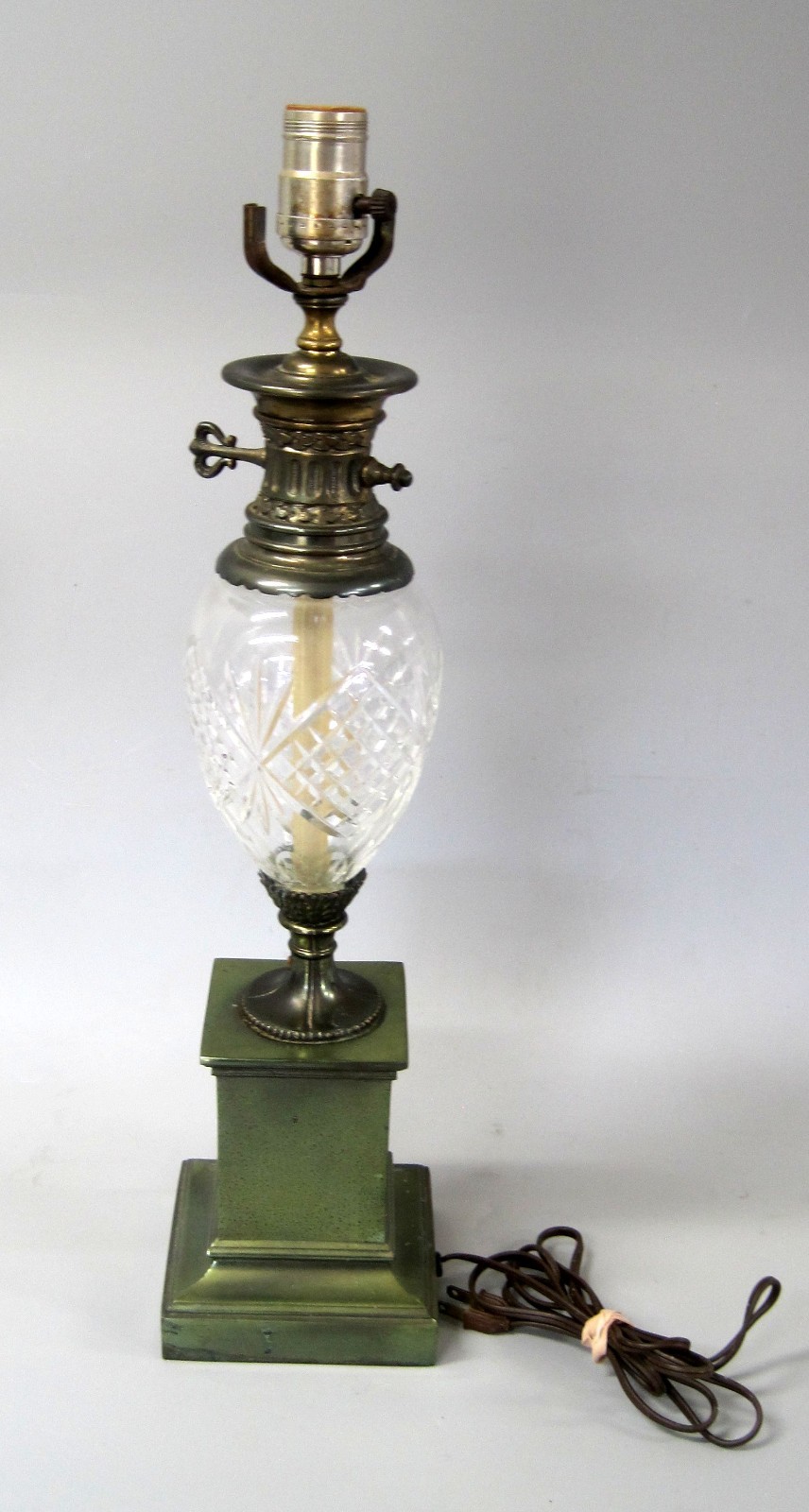 Vintage German Cut Crystal Metal Table Lamp Hollywood Regency