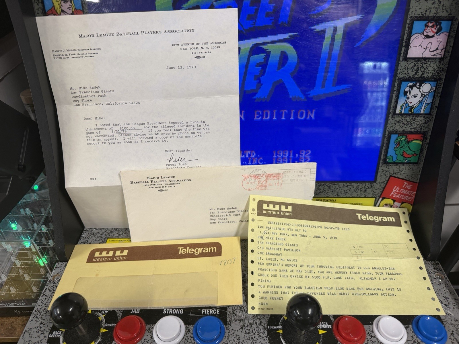 1979 MLBPA National League Fine Letter and Western Union Telegram Archive Sadek