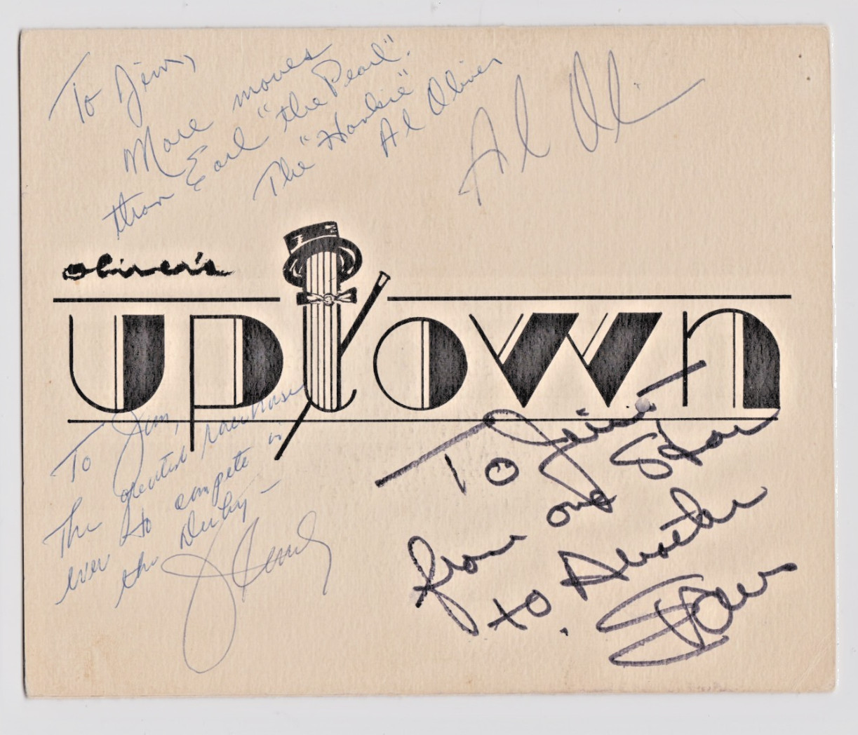 Vintage Rare 1970/80's OLIVER'S UPTOWN Al Oliver owner....autographed 3x Vintage Rare 1970/80's OLIVER'S UPTOWN Al Oliver owner....autographed 3x