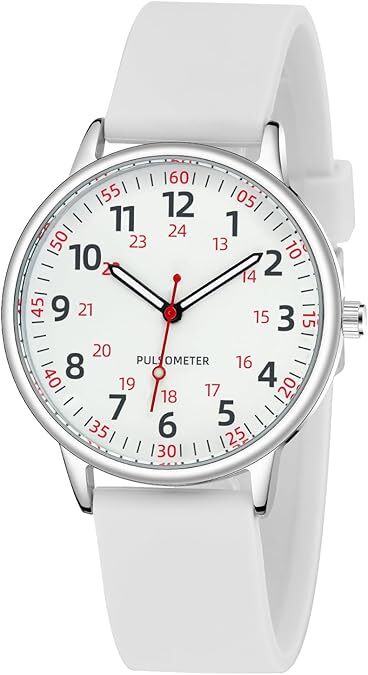 Nurse Watch for Women Waterproof Analog Silicone with Second Hand White Nurse Watch for Women Waterproof Analog Silicone with Second Hand White