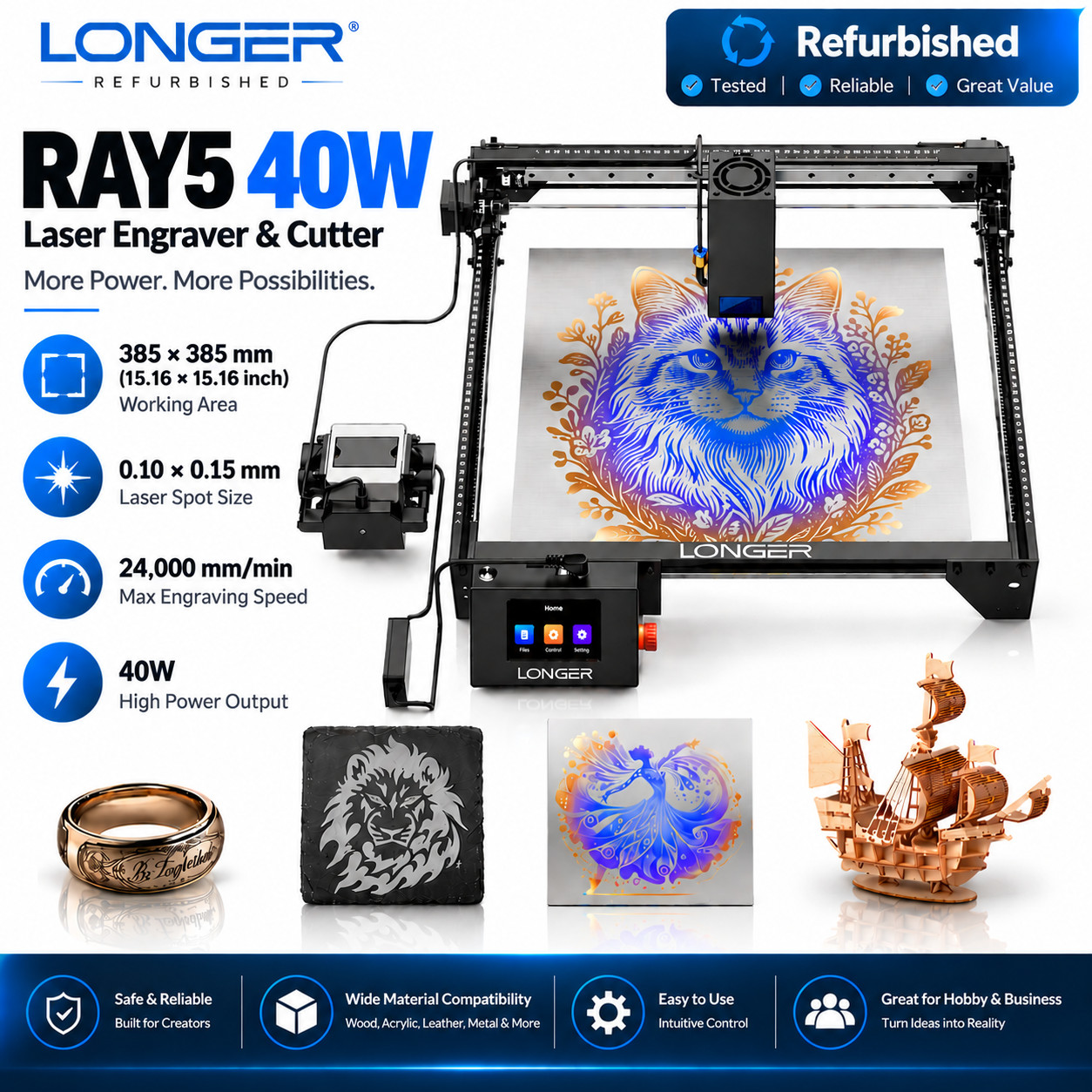 LONGER Ray5 40W Laser Engraver Machine, Ray5 40 Watt Laser Cutterš„Used-C LONGER Ray5 40W Laser Engraver Machine, Ray5 40 Watt Laser Cutterš„Used-C