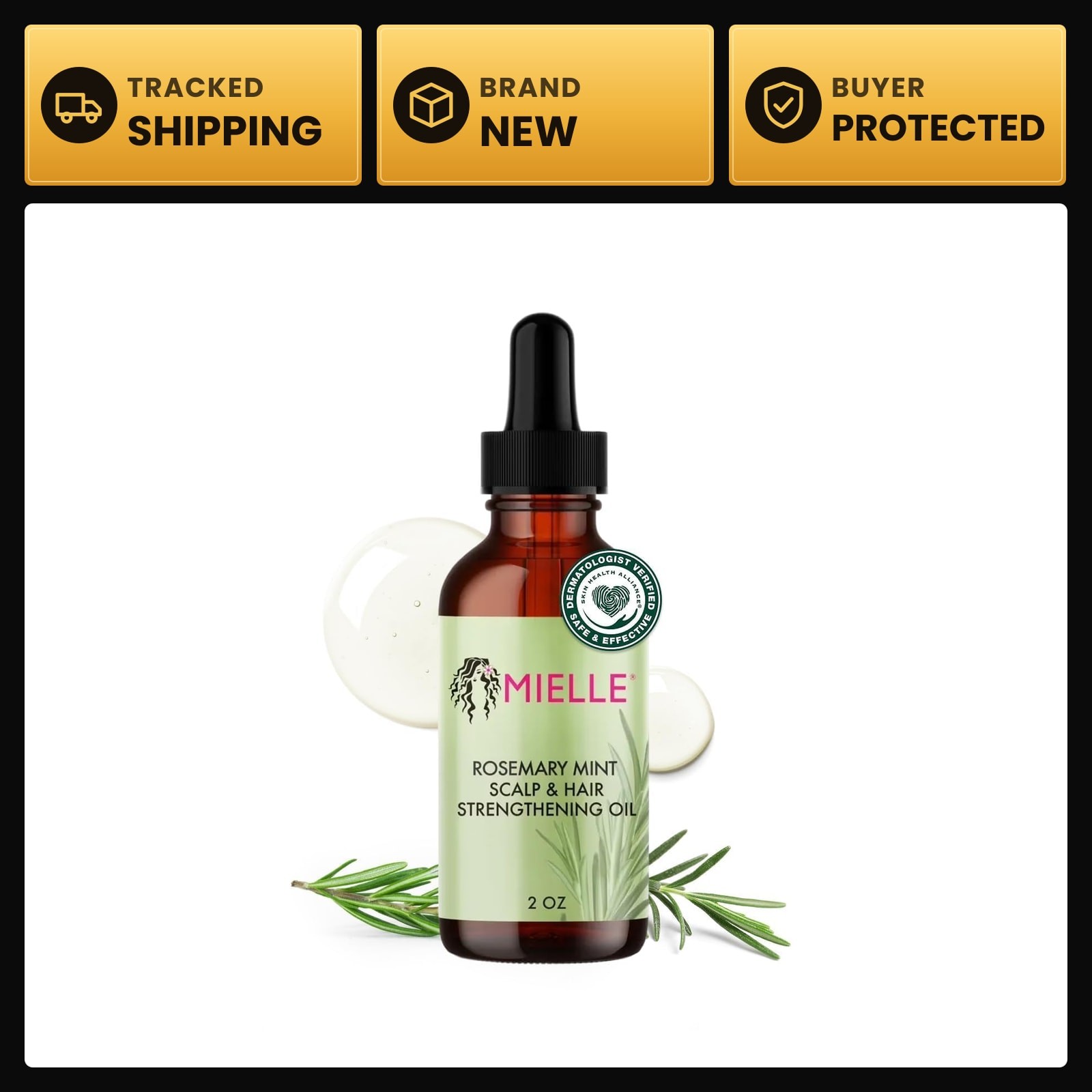 Mielle Organics Rosemary Mint Hair Oil with Biotin, 2 oz