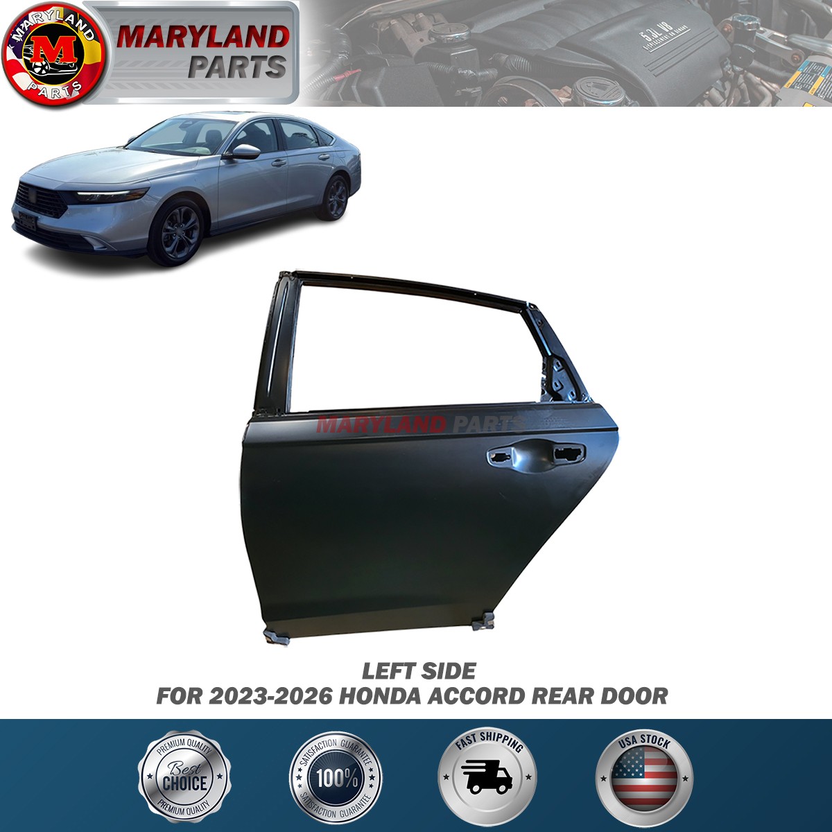 For 2023-2026 Honda Accord Left Rear Door Driver Side LH