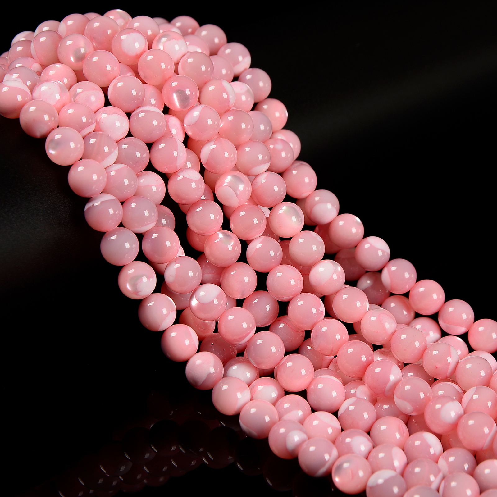 Pink Mother of Pearl MOP Shell Smooth Round Beads 4mm 6mm 8mm 10mm 15.5\
