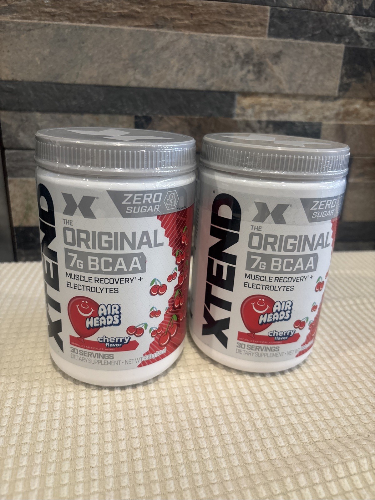 2x XTEND ORIGINAL BCAA 7g Air Heads Zero Sugar, 14 Oz CHERRY Exp 07/27 2x XTEND ORIGINAL BCAA 7g Air Heads Zero Sugar, 14 Oz CHERRY Exp 07/27