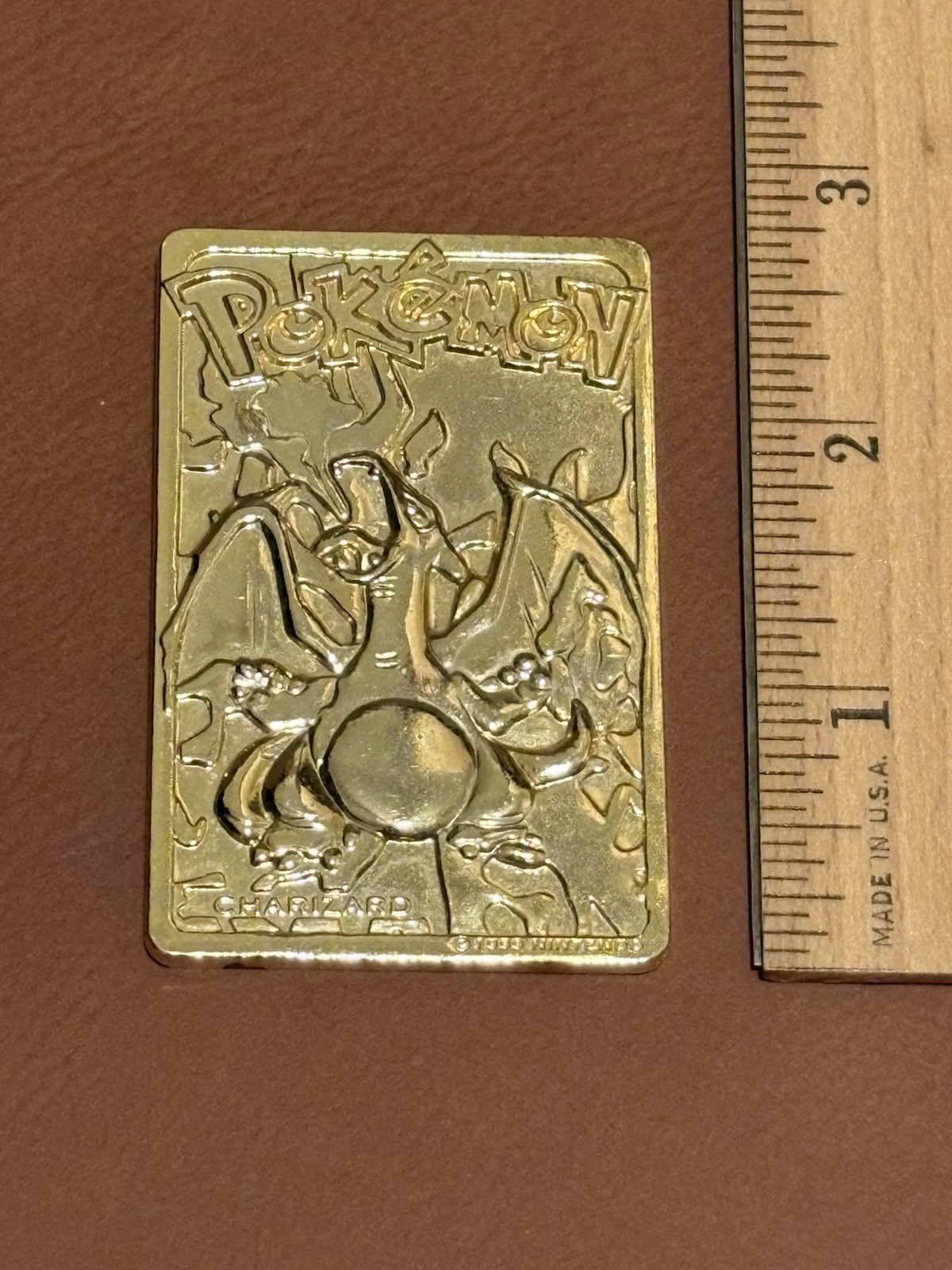 Nintendo Pokémon Charizard Gold Metal Collectible Card 1999 Nintendo Pokémon Charizard Gold Metal Collectible Card 1999