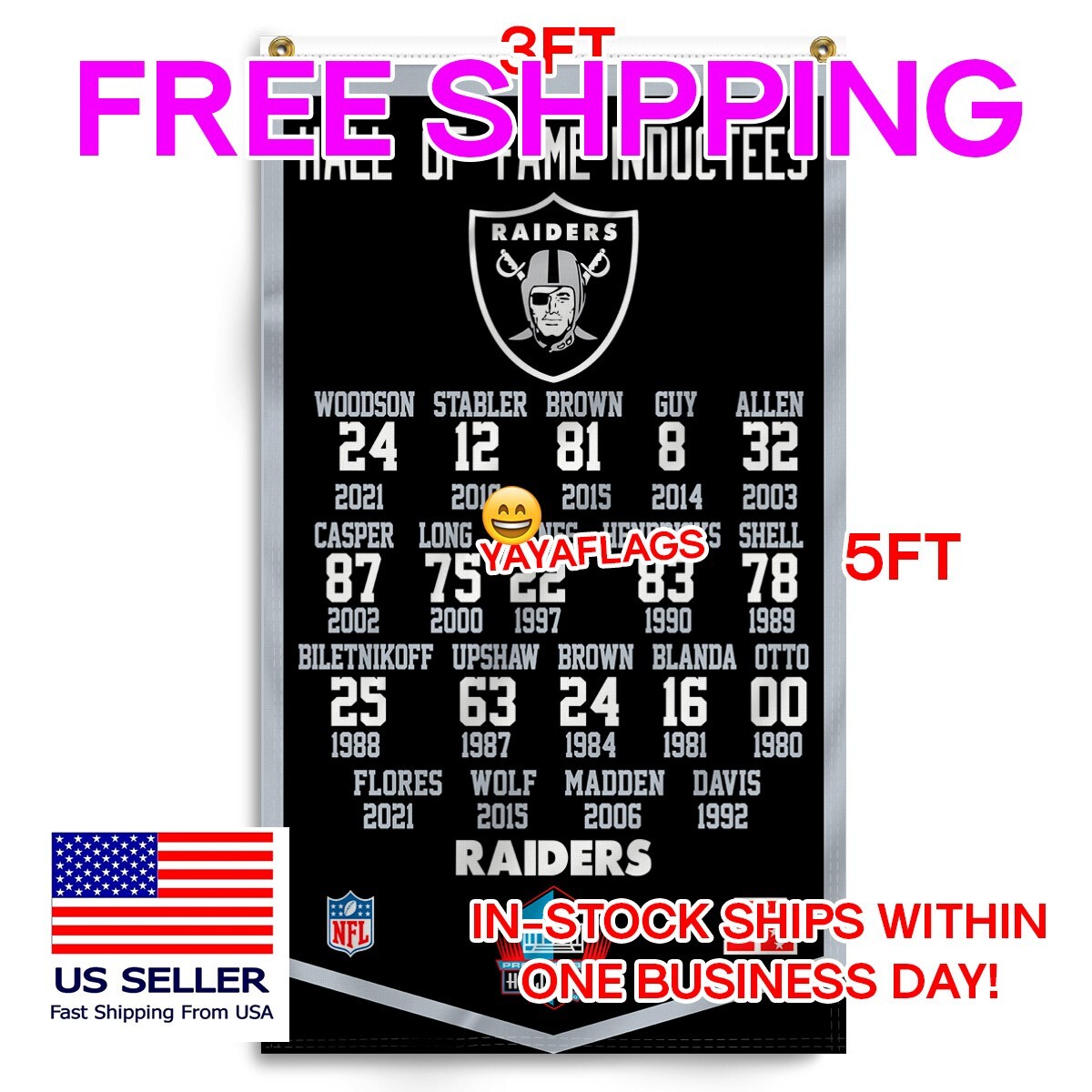 Oakland Raiders Fans 3x5 ft Flag Hall of Fame Las Vegas Nation Banner Oakland Raiders Fans 3x5 ft Flag Hall of Fame Las Vegas Nation Banner