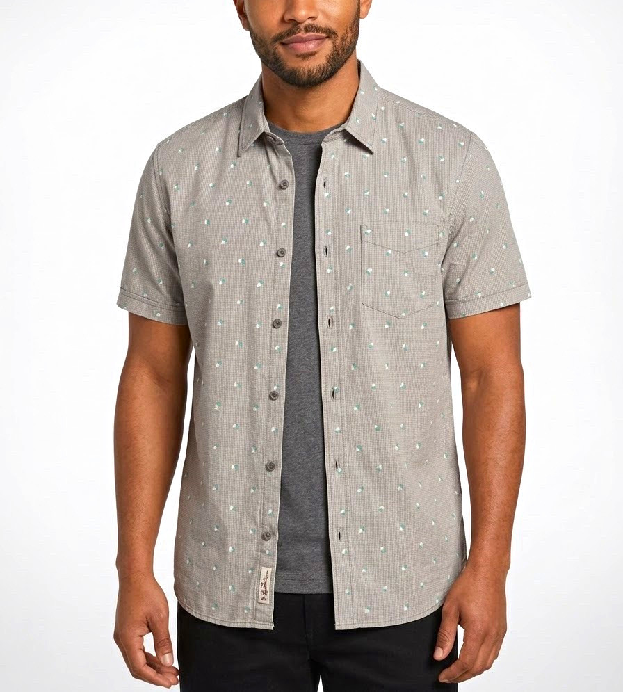 Original Penguin by Munsingwear Men\'s Classic Fit Gray Geometric Button-Up S