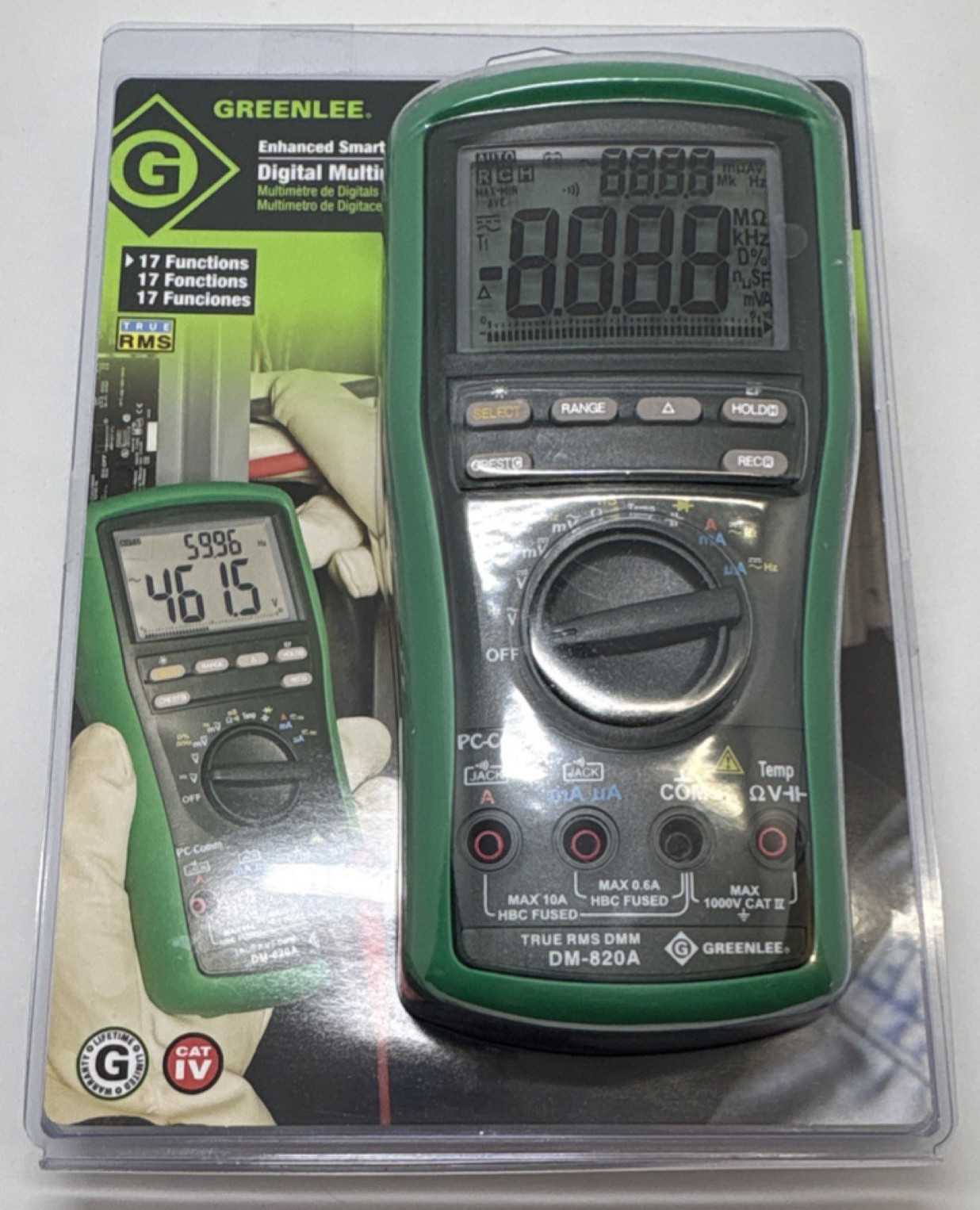 Greenlee DM-820A True RMS Digital Multimeter CAT IV 1000V 10000 Count NEW