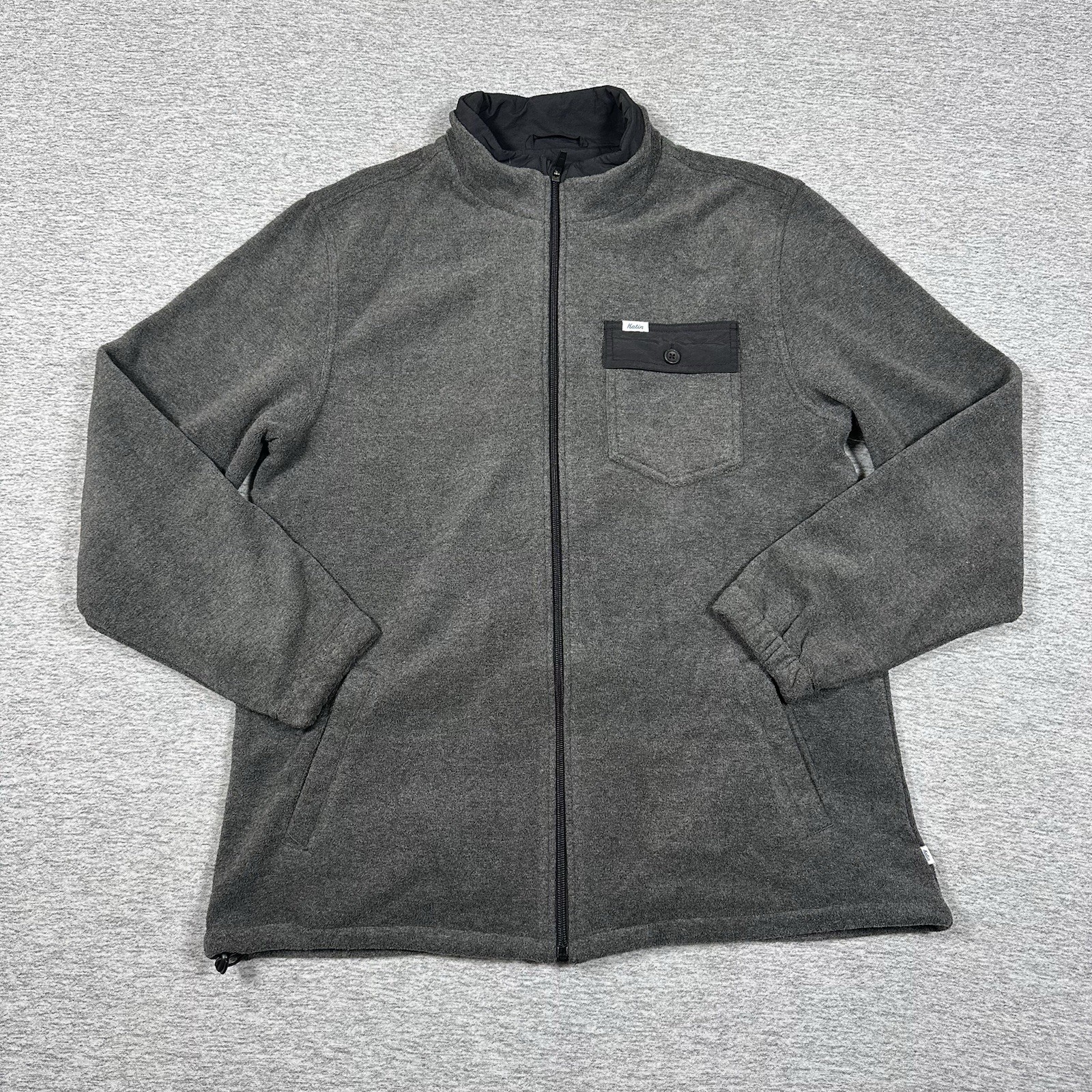 Katin Jacket Mens Size Large Gray Port Terry Fleece Full Zip Pockets Outdoor