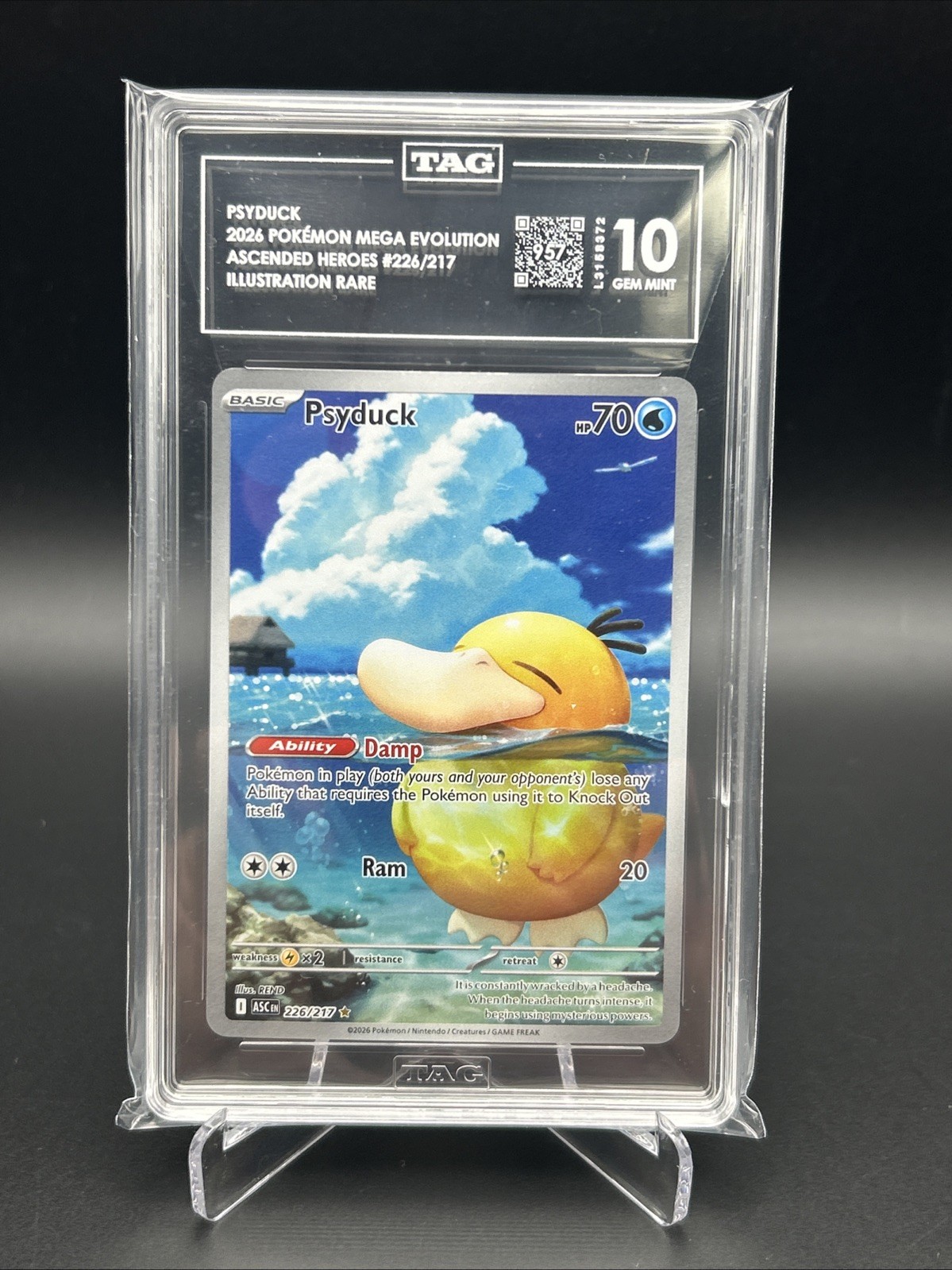2026 Pokemon Ascended Heroes Psyduck 226/217 Illustration Rare TAG 10 Gem Mint 2026 Pokemon Ascended Heroes Psyduck 226/217 Illustration Rare TAG 10 Gem Mint