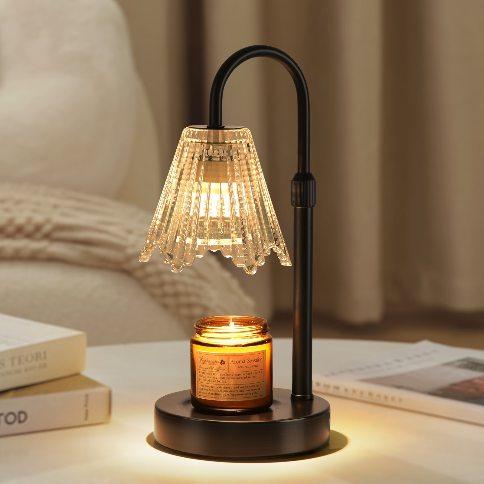 Black Metal Electronic Candle Holder Warmer Lamp