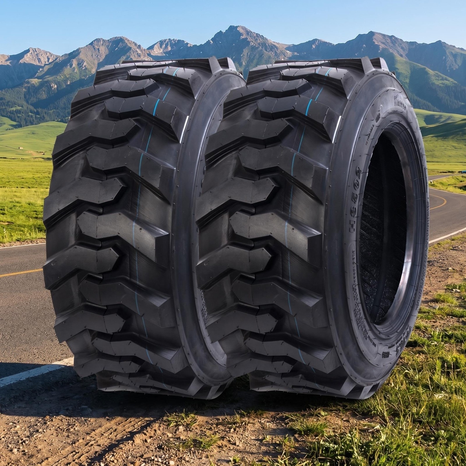 Set 2 10-16.5 Skid Steer Tires 10 Ply 10x16.5 Heavy Duty Industrial Loader Tire