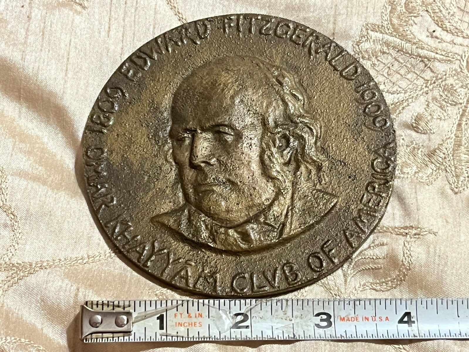 Large Antique 1909 Edward Fitzgerald Khayyam Club Medal Large Antique 1909 Edward Fitzgerald Khayyam Club Medal
