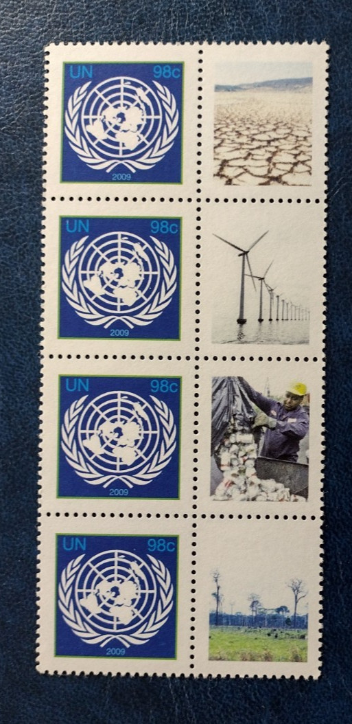 UN NY 2009 UN Emblem Personalized Label Scott 994a Strips of 4 * MNH UN NY 2009 UN Emblem Personalized Label Scott 994a Strips of 4 * MNH