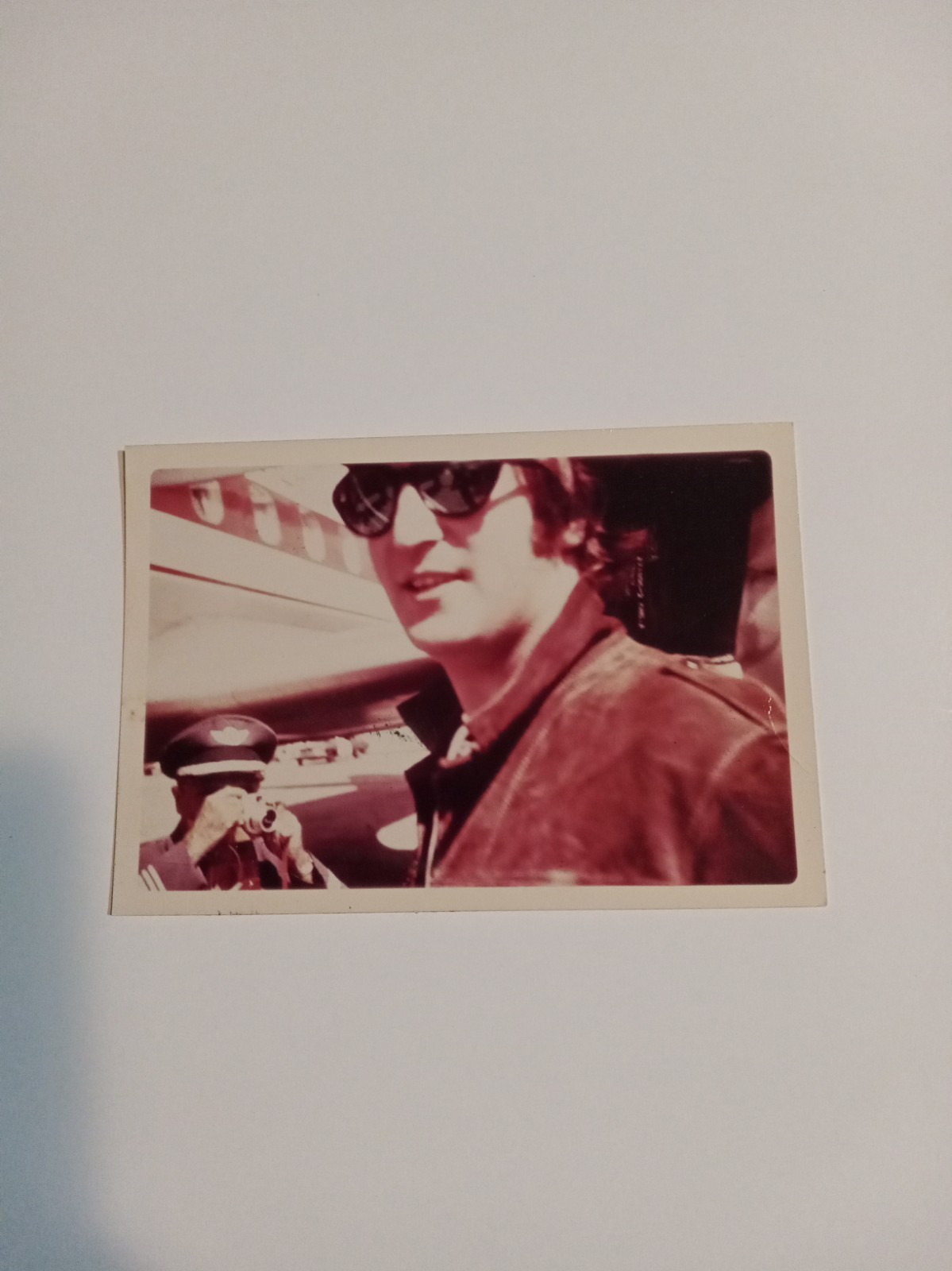 Beatles Original 1965 Photograph John Lennon Arrives At Airport Next To Airplane