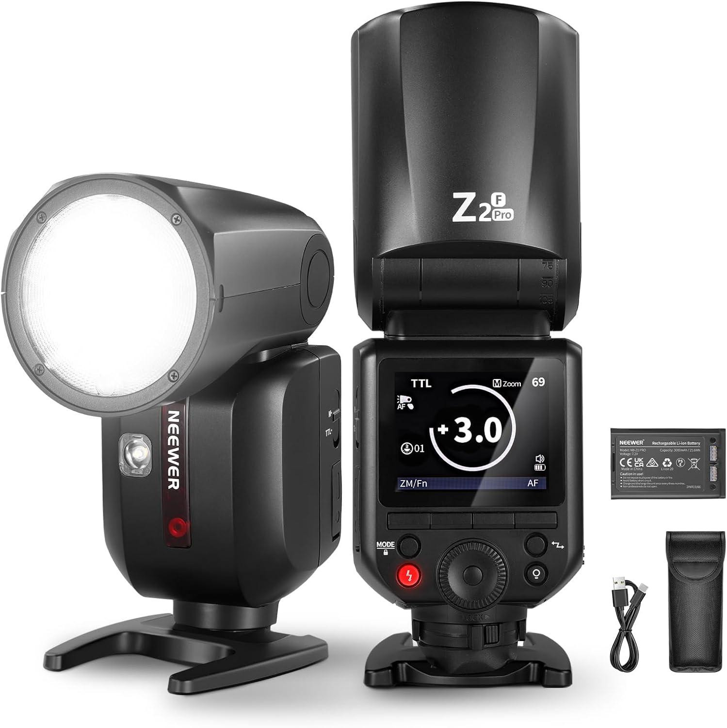 (D44238) NEEWER Z2PRO-N 76Ws TTL HSS Round Head Flash Speedlite Full Power Flash