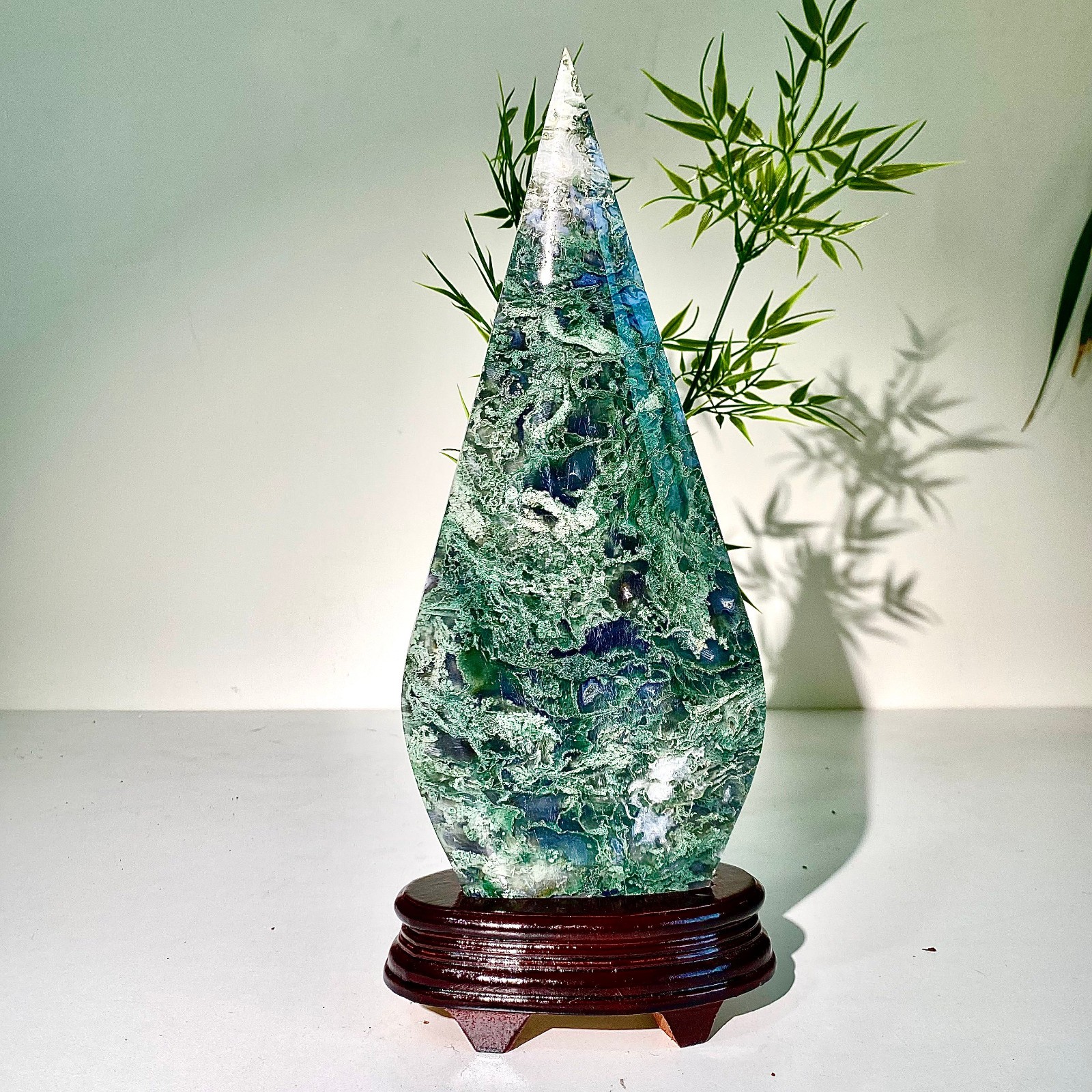 5.59LB  Natural Water Grass Agate Crystal Products Water Drop Polishing Treatmen