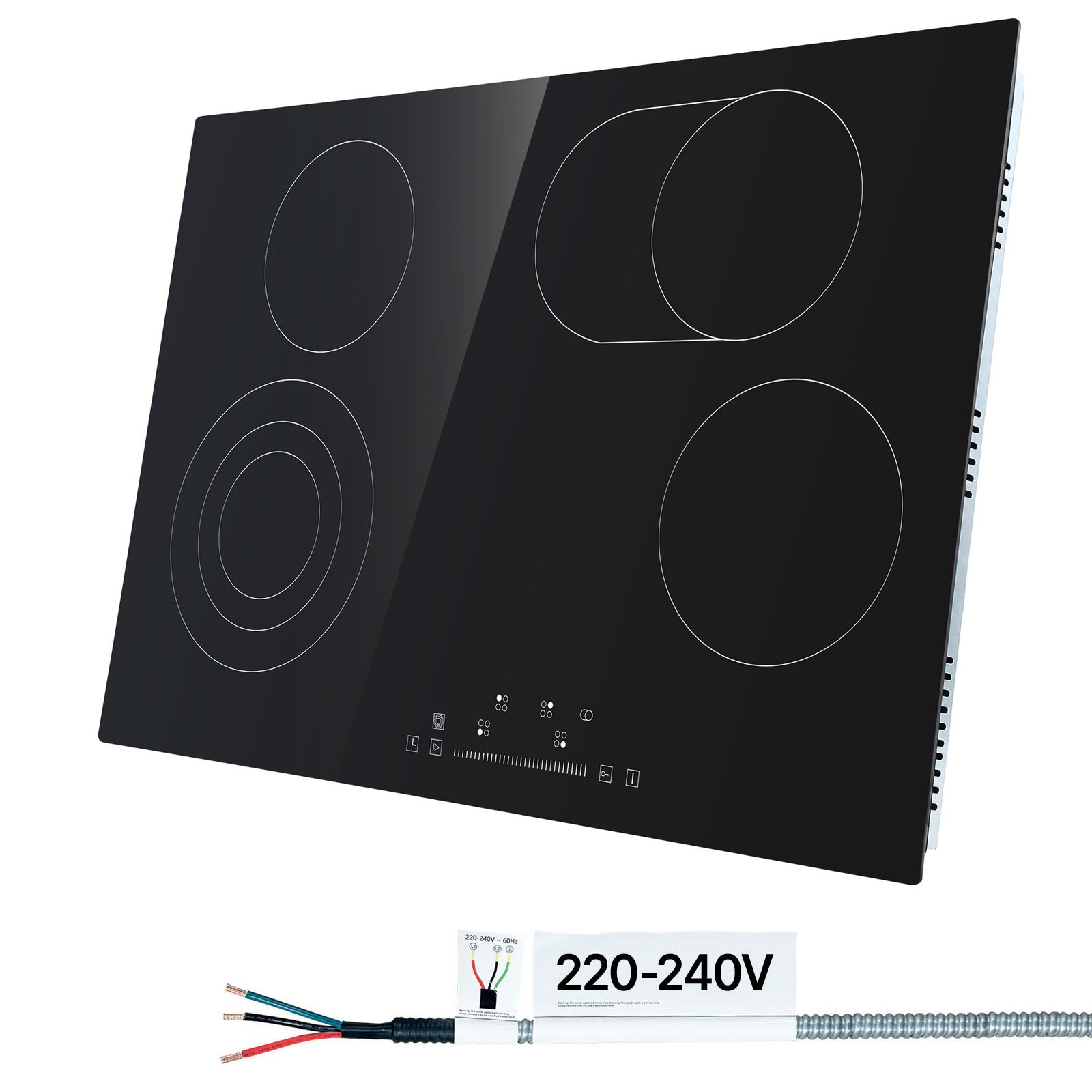 30in Electric Cooktop 4 Burners Ceramic Glass Stove Top Touch Control 7200W