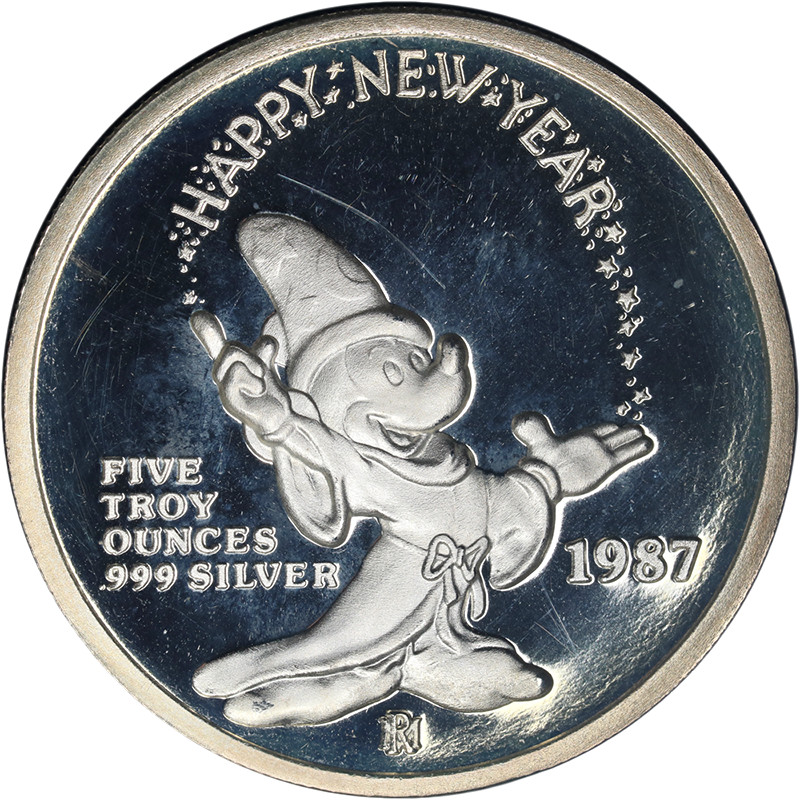 1986 Walt Disney 5 Ounce Silver First Edition Mickey's Holiday Treasures OGP