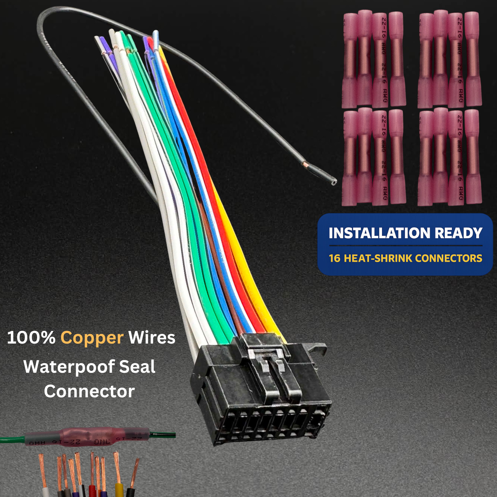 POWER WIRE HARNESS FOR KENWOOD DPX-503BT DPX503BT Kit With Connectors