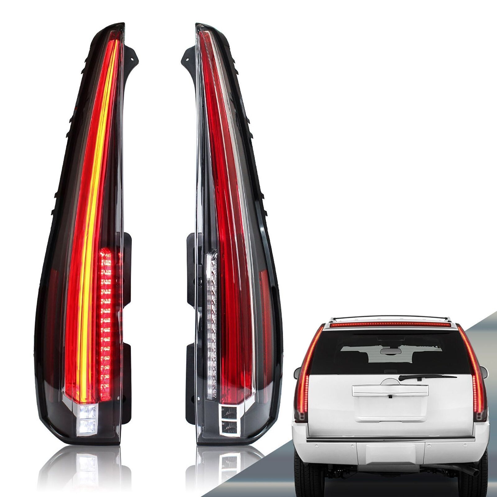 VLAND Clear LED Tail Lights For 2007-2014 Cadillac Escalade/ESV Rear Lamps