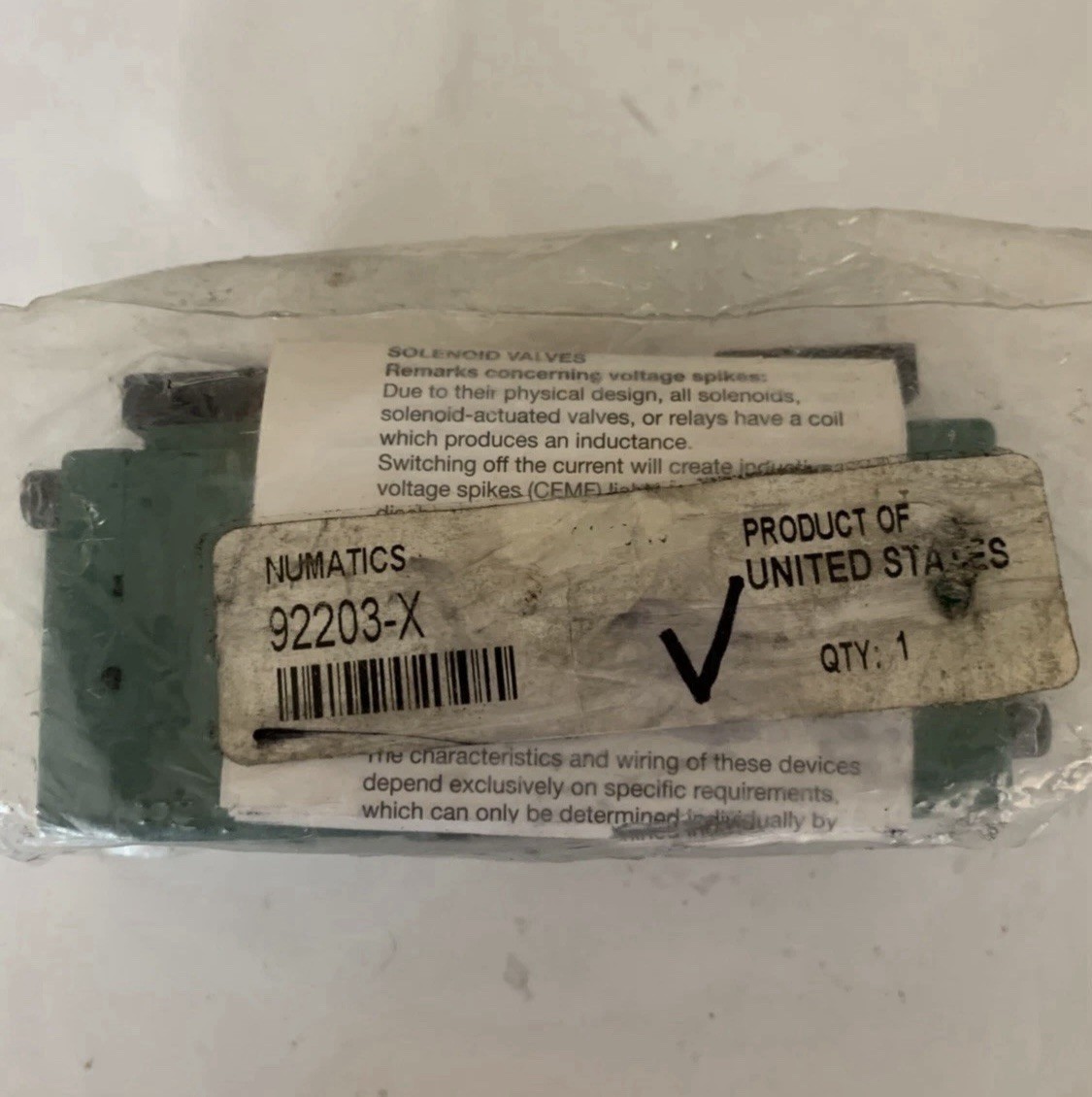 Numatics 92203-X Solenoid Valve Air Pneumatic Manifold Component,5/3 Open Center