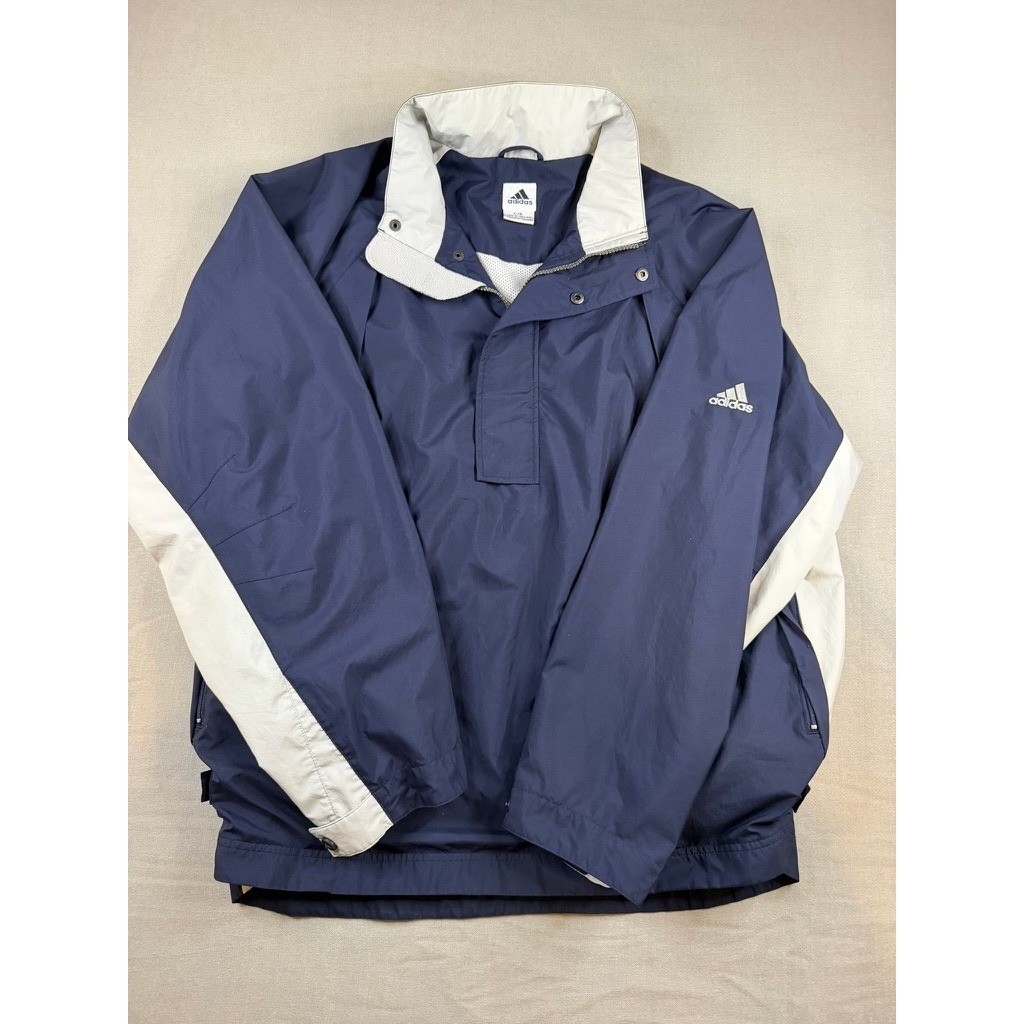 Vintage Adidas Navy White Quarter Zip Windbreaker Jacket Mens Large 761550 09/03 Vintage Adidas Navy White Quarter Zip Windbreaker Jacket Mens Large 761550 09/03