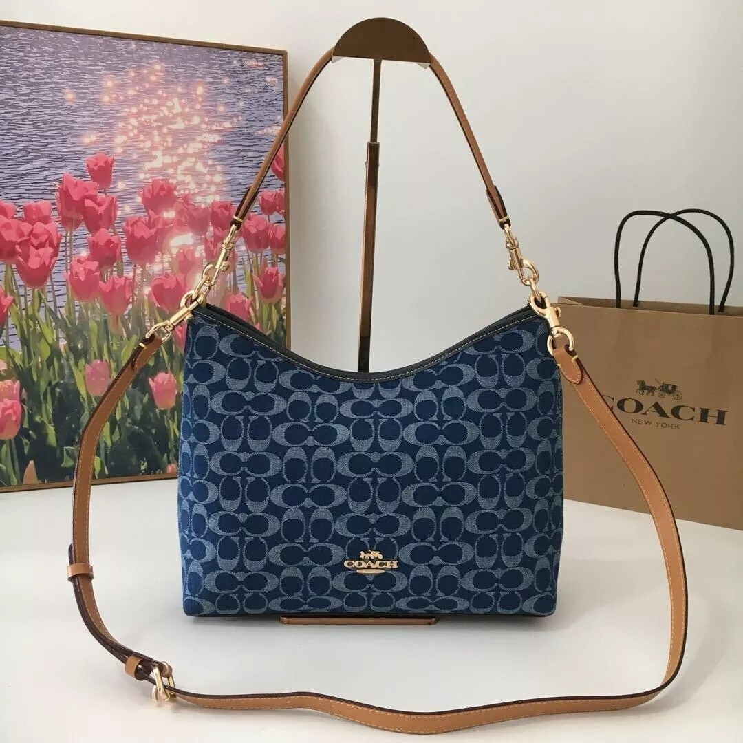 COACH Laurel Signature Shoulder Bag Denim Natural CY702 Outlet NEW