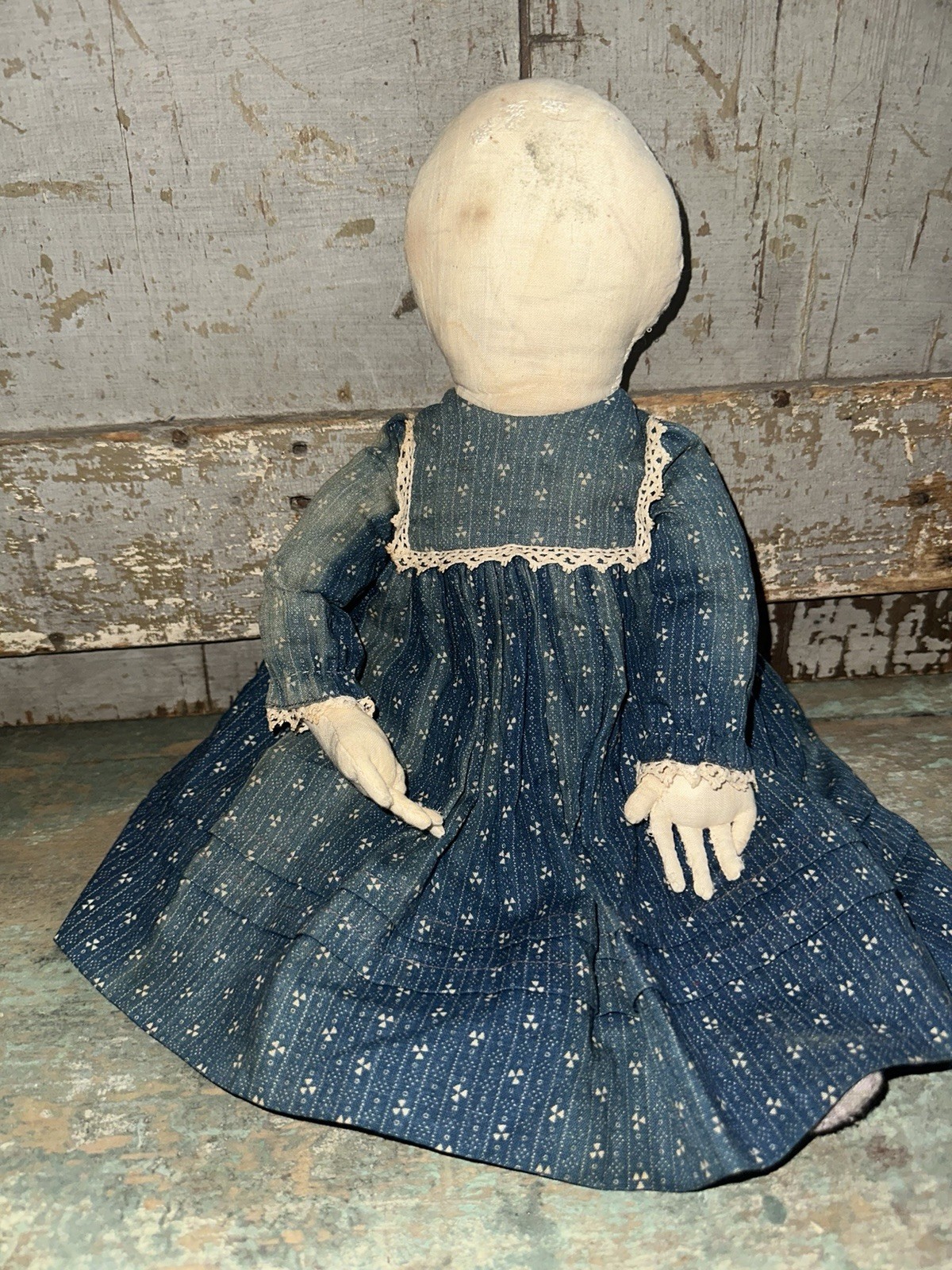 Antique Folk Art Cloth Rag Doll With Hands