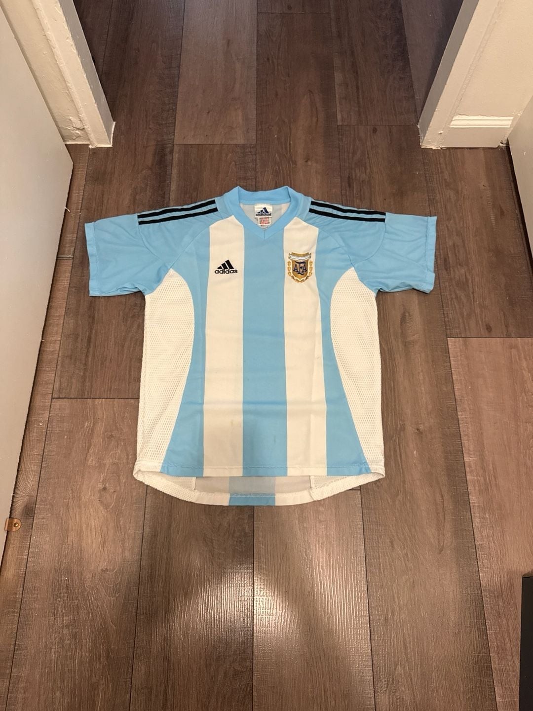 Vintage 2002-2004 Argentina Home Adidas Soccer Jersey World Cup Core (SIGNED)