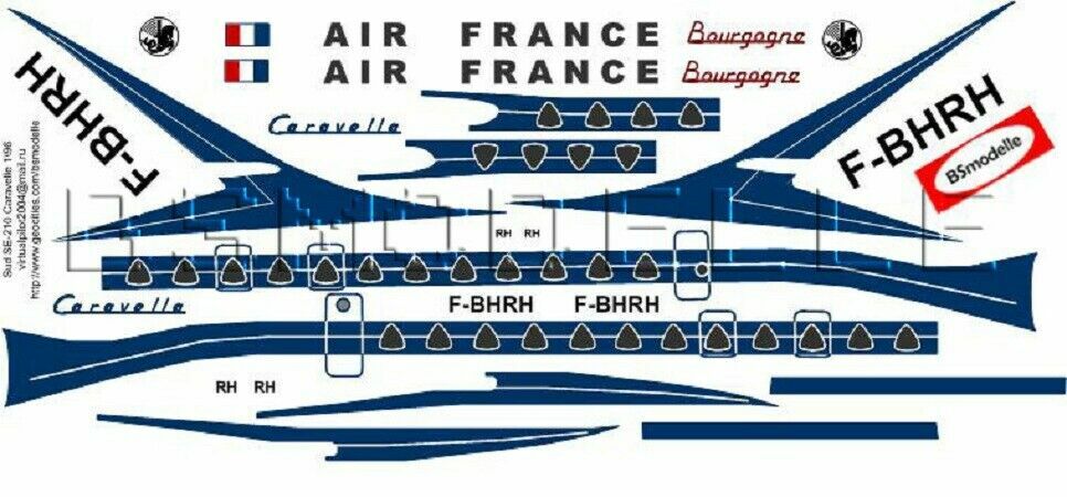 1/100 BSmodelle 100066 Sud SE210 Caravelle Air France decals