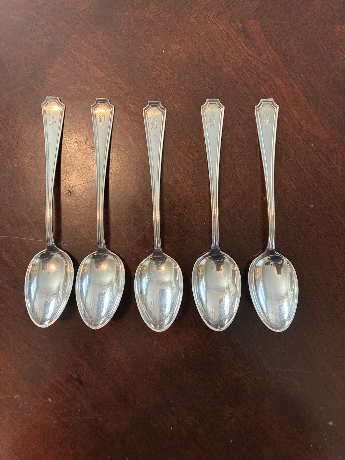 Five Antique Durgin-Gorham Fairfax Sterling Silver Teaspoons 5 5/8\