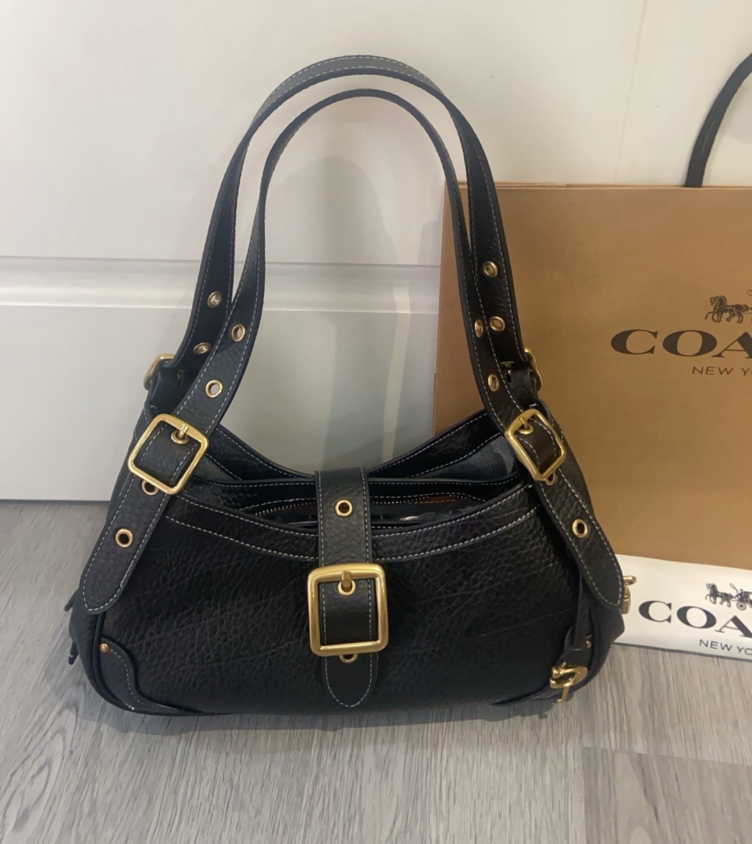 Coach Drifter Shoulder Ba*g 31 CFM45 Brass Amber Black