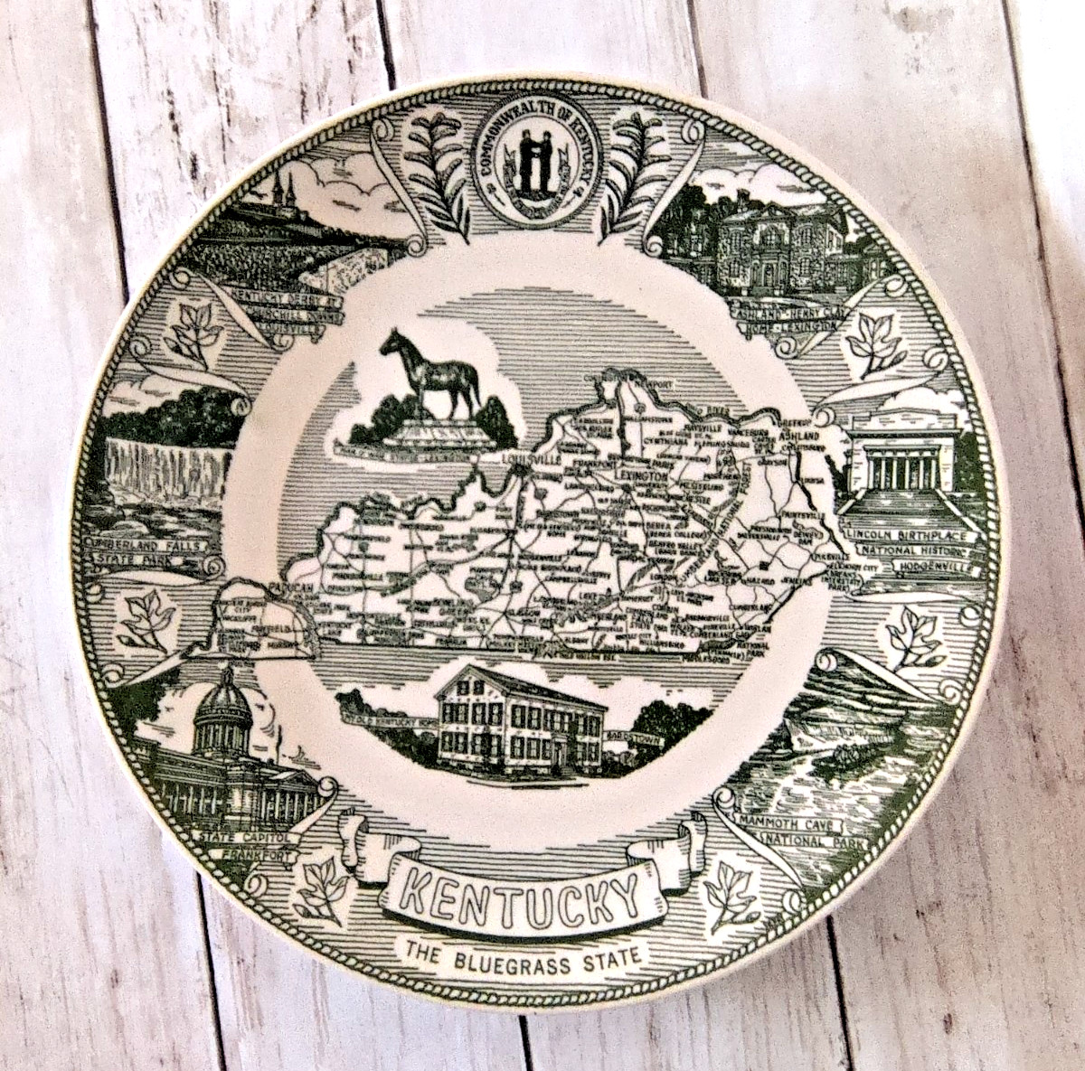 Vtg Kettlesprings Kilns Kentucky State Plate 10\