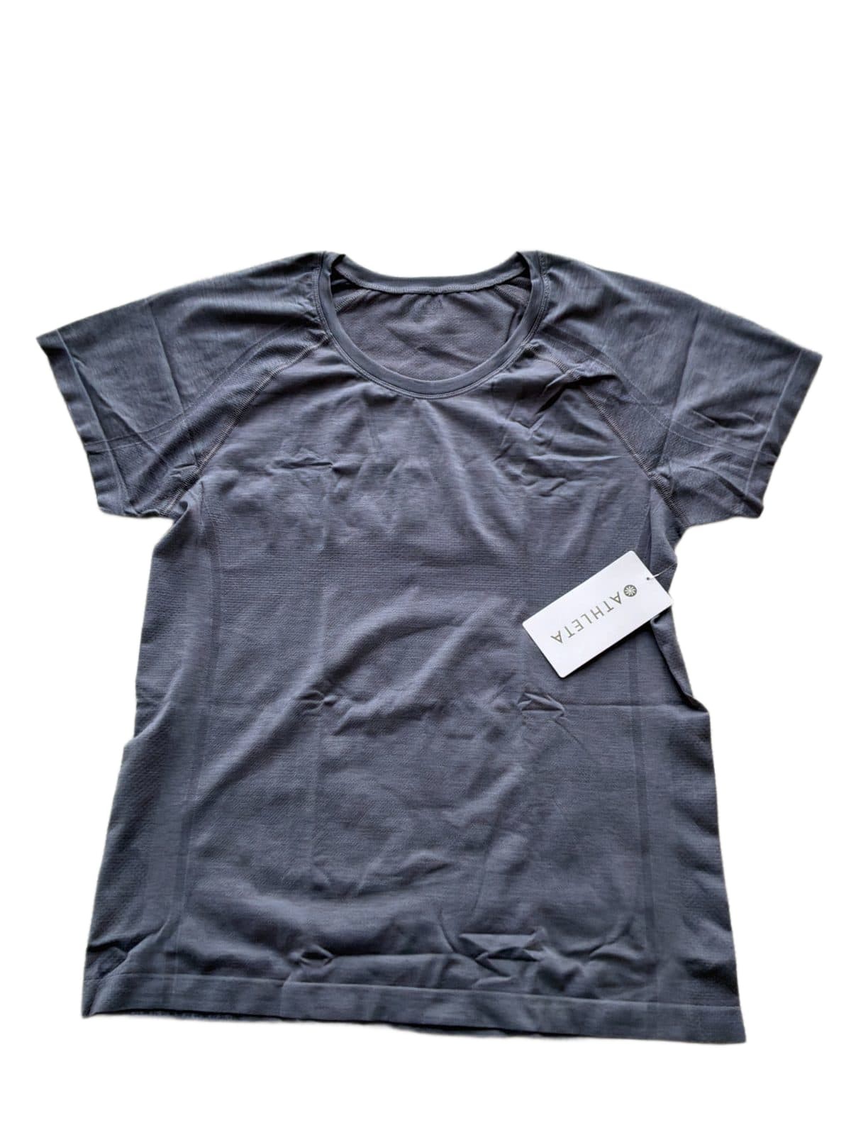 Athleta Momentum Flex Tee Women\'s XL Gray Seamless Short Sleeve Workout Top NWT