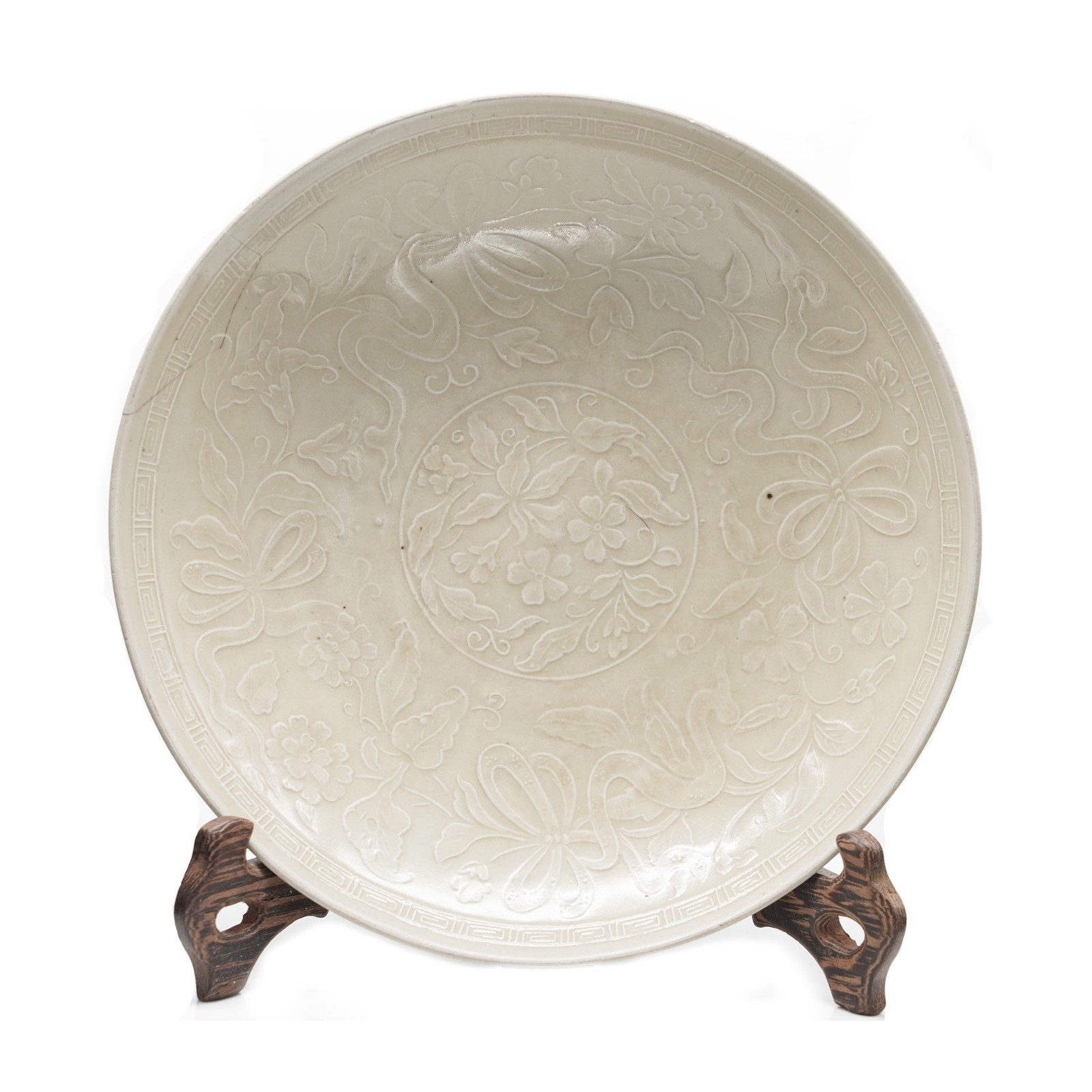 Rare Chinese Song Dynasty White Glaze Ding Dingyao Kiln Dish Plate Porcelain