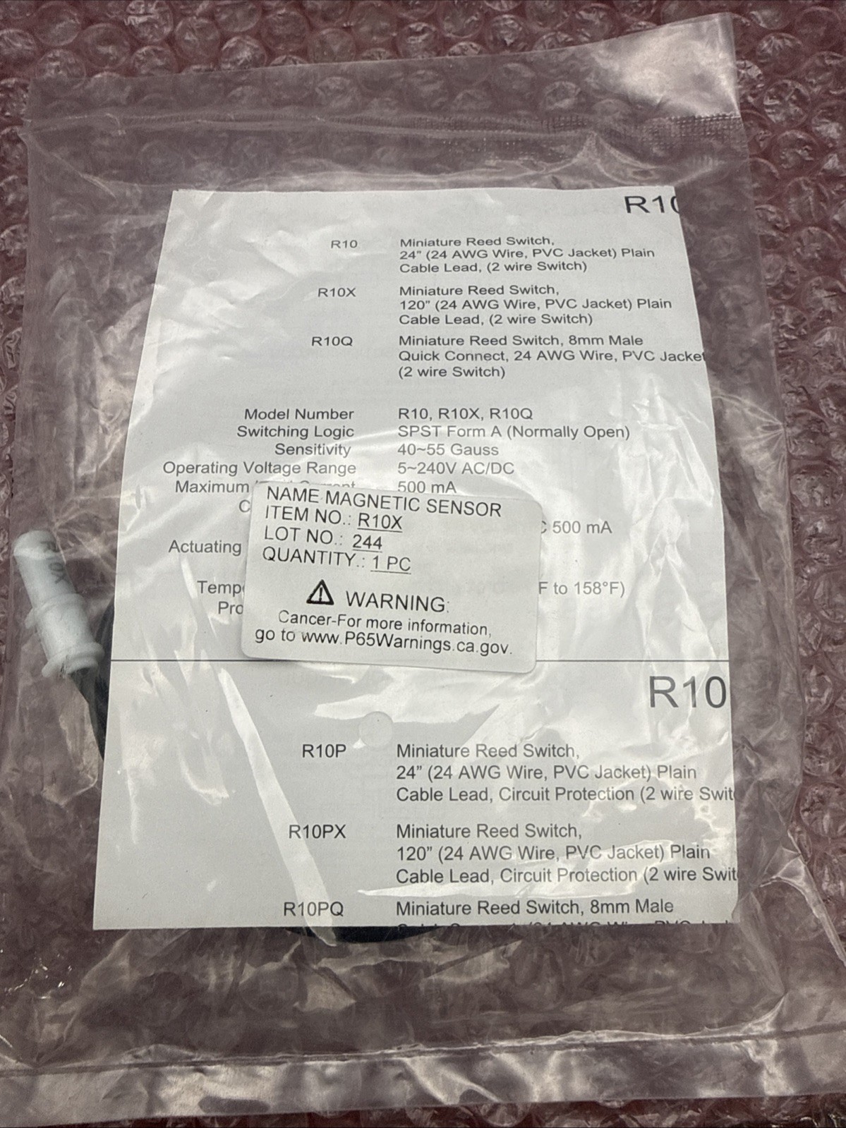 Bimba R10X Magnetic Senor Reed Switch - NEW Bimba R10X Magnetic Senor Reed Switch - NEW