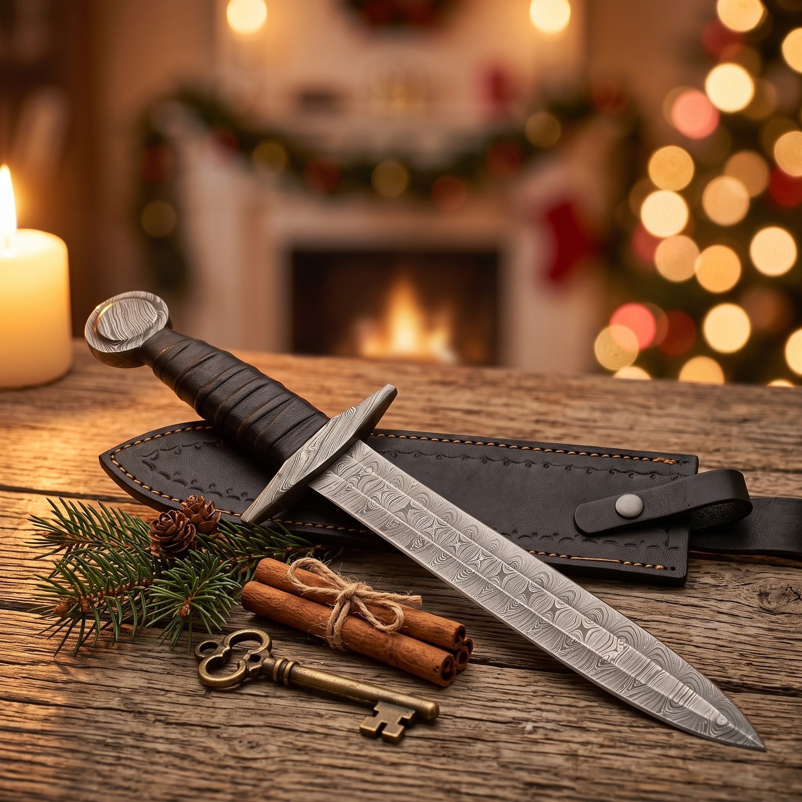 Hand Forged Damascus Short Sword 18\