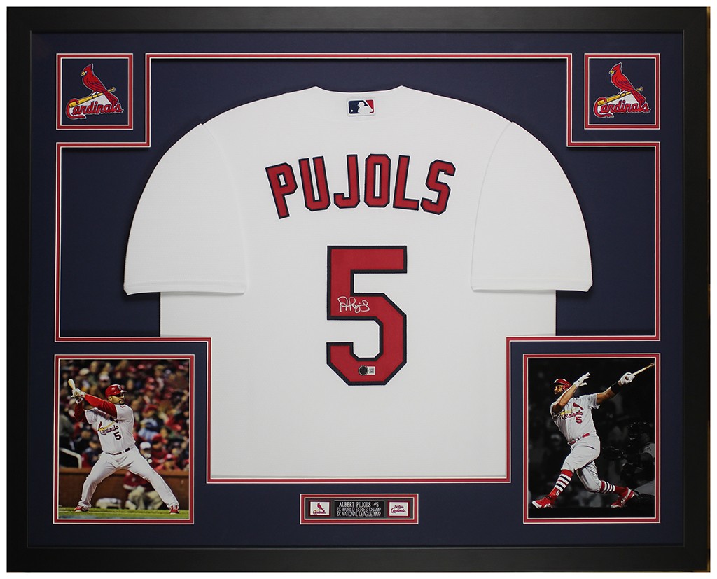 Albert Pujols Autographed and Framed White St Louis Jersey Auto Beckett COA